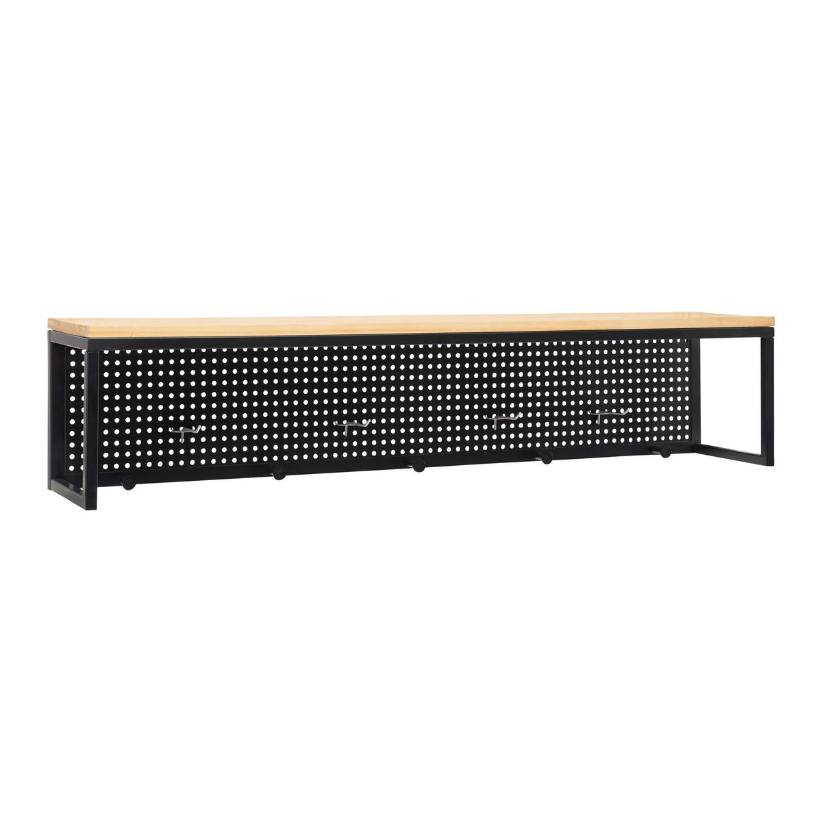 Garderobe Lorenzo ca. 110x22 cm Metall/Kiefer - Schwarz/Kieferfarben, MODERN, Holz/Metall (110/22/20cm) - Bessagi Home