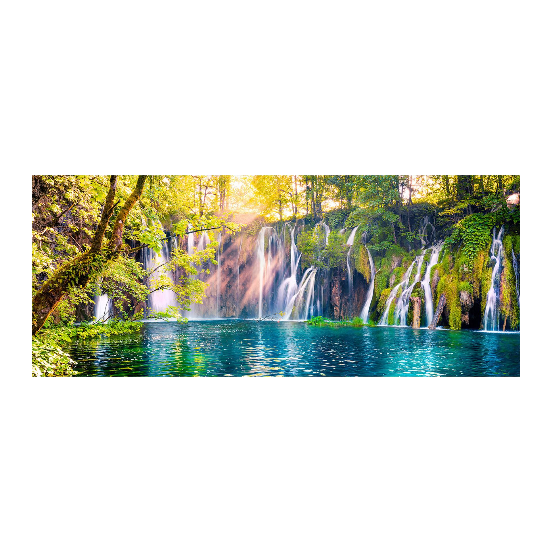 Glasbild Hidden Falls Multicolor ca. 125x50cm - Multicolor, Basics, Glas/Papier (125/50cm)
