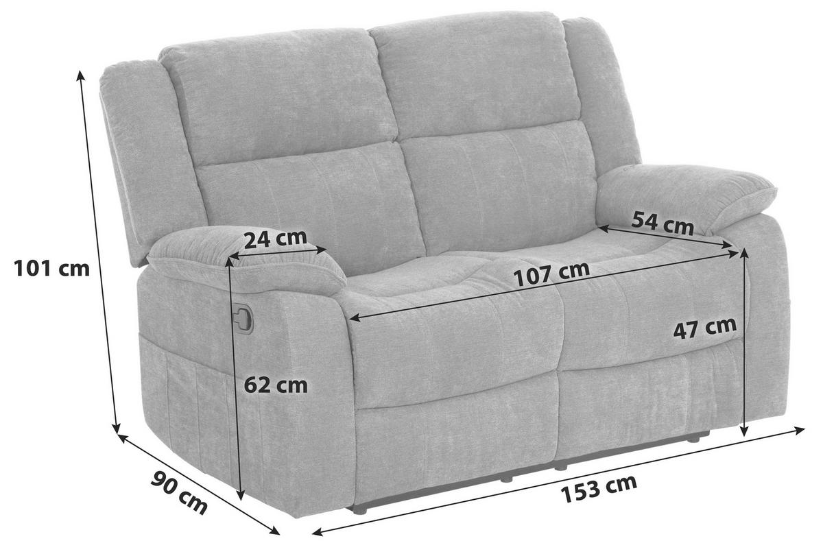 Dvosed Chester, Siva - siva/črna, Basics, umetna masa/tekstil (153/101/90cm) - P & B