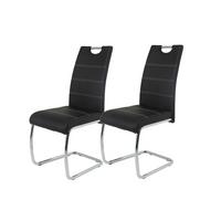 Schwingstuhl-Set Flora 2er-Set ca. 43x98 cm Lederlook Schwarz - Chromfarben/Schwarz, MODERN, Textil/Metall (43/98/59cm) - MID.YOU