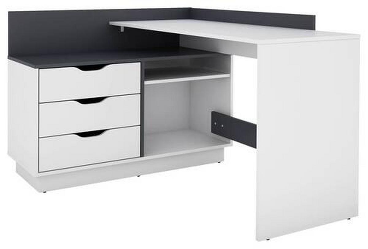 Eckschreibtisch Belfast Schwarz/Weiß ca. 129x105x84cm - Schwarz/Weiß, LIFESTYLE, Holzwerkstoff (129/105/84cm) - MID.YOU