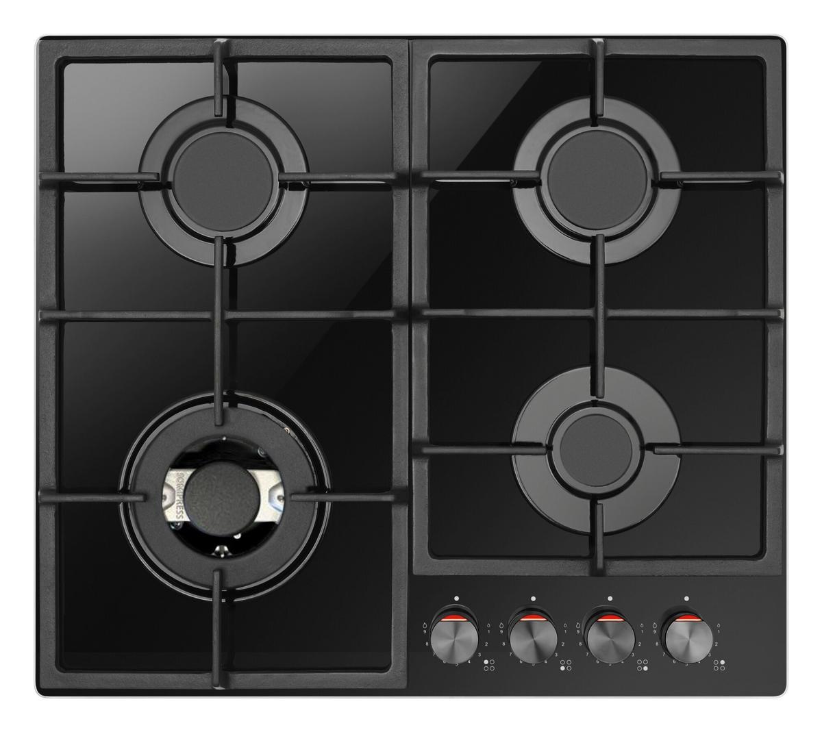 Gaskochfeld KMG734060S Rahmenlos Schwarz - Schwarz, KONVENTIONELL, Metall (59/52cm) - Amica