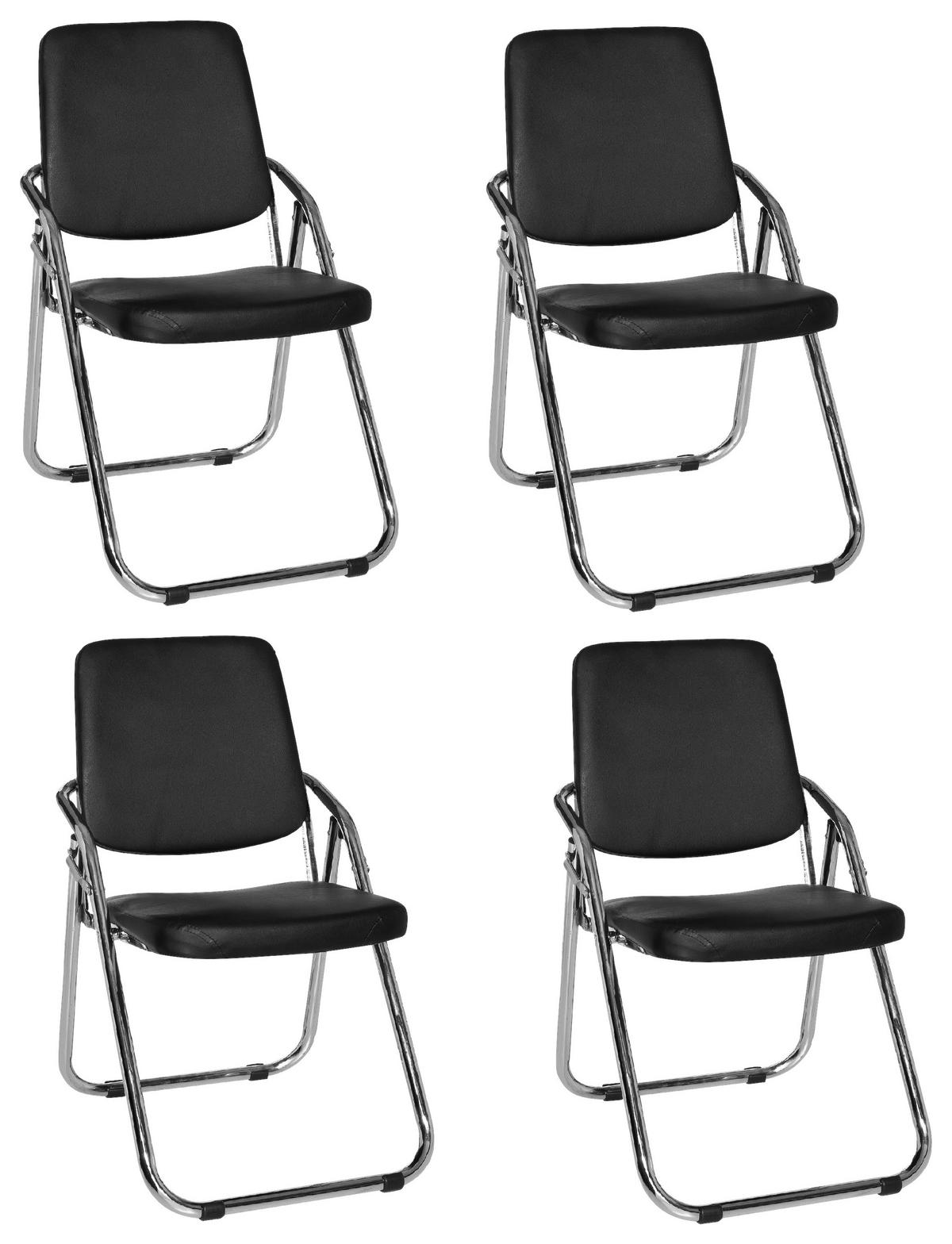 Set Konferenčnih Stolov Esto, Črna, 4-Delni - barve kroma/črna, Moderno, kovina/tekstil (48/91/40cm) - MID.YOU