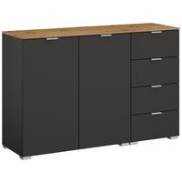 Široka Komoda Lima, Barva Grafita, Barva Hrasta - barve aluminija/barve grafita, Trend, kovina/umetna masa (120/81/42cm) - Stylife