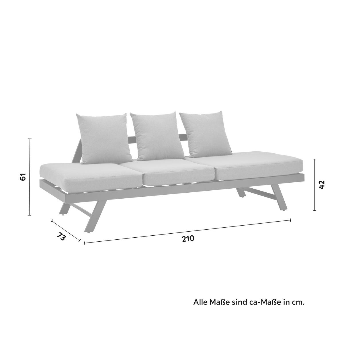 Relaxliege Ilva Blue Dunkelgrau Outdoorstoff/Metall - Dunkelgrau/Schwarz, MODERN, Textil/Metall (210/73/61cm) - Bessagi Garden