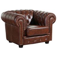 Chesterfield-Sessel ''Norwin'', Braun - Nussbaumfarben/Braun, KONVENTIONELL, Leder/Holzwerkstoff (110/74/98cm) - Max Winzer