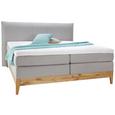 Boxspringbett Eiche Massiv 180x200cm - Eichefarben/Grau, KONVENTIONELL, Holz/Textil (220/210/119cm) - PREMIUM LIVING