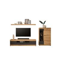 WOHNWAND SOLETO - Eichefarben/Graphitfarben, Design, Glas/Holzwerkstoff (300/170/45cm) - MID.YOU