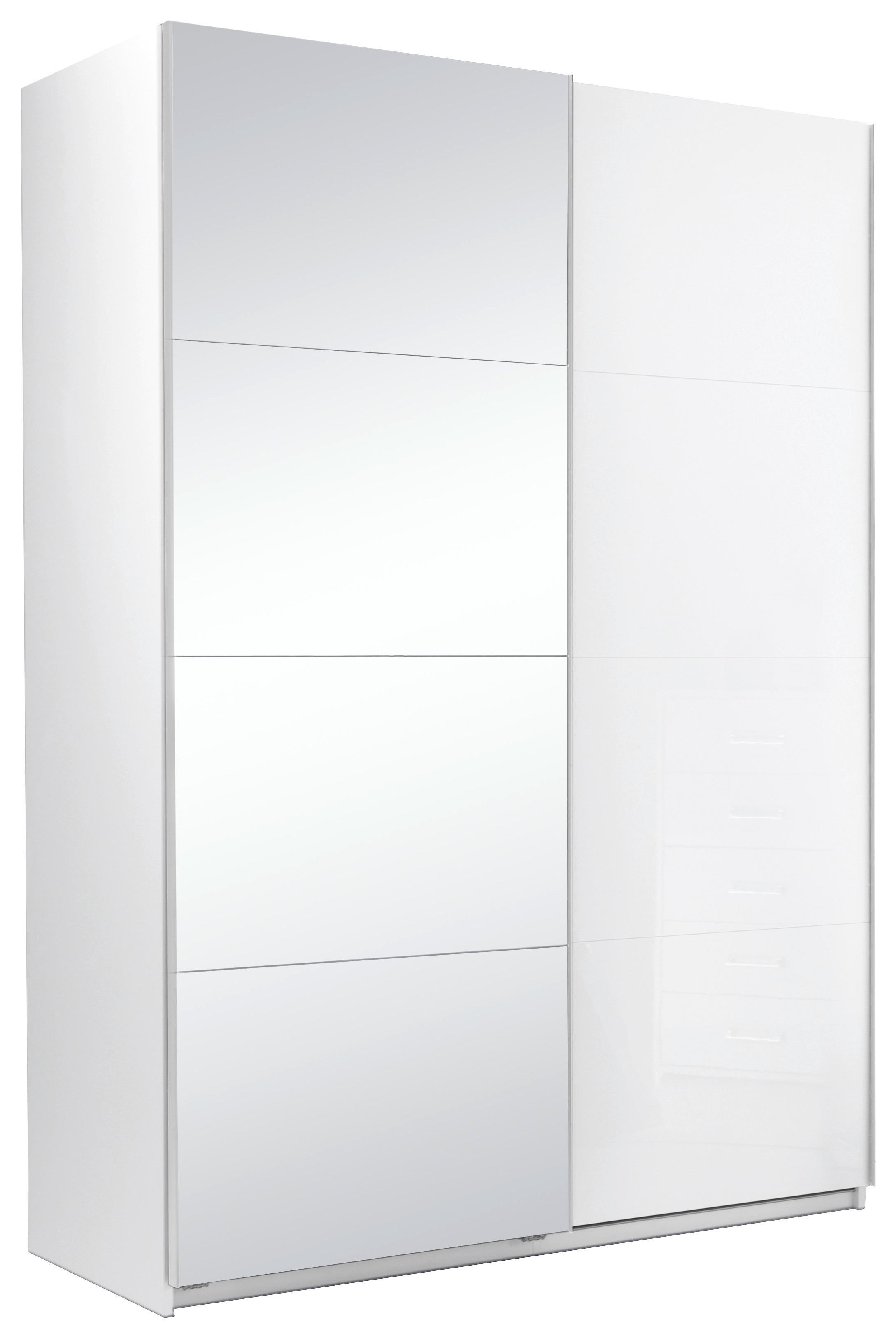 Omara Z Drsnimi Vrati Viva, Bela - bela/barve aluminija, Moderno, kovina/leseni material (150/210/62cm) - P & B