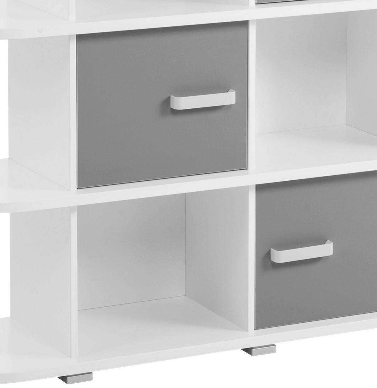 Regal in Grau/Weiss 'Yoris' - Weiss/Grau, Design, Holzwerkstoff/Kunststoff (141,6/141/38cm) - MID.YOU