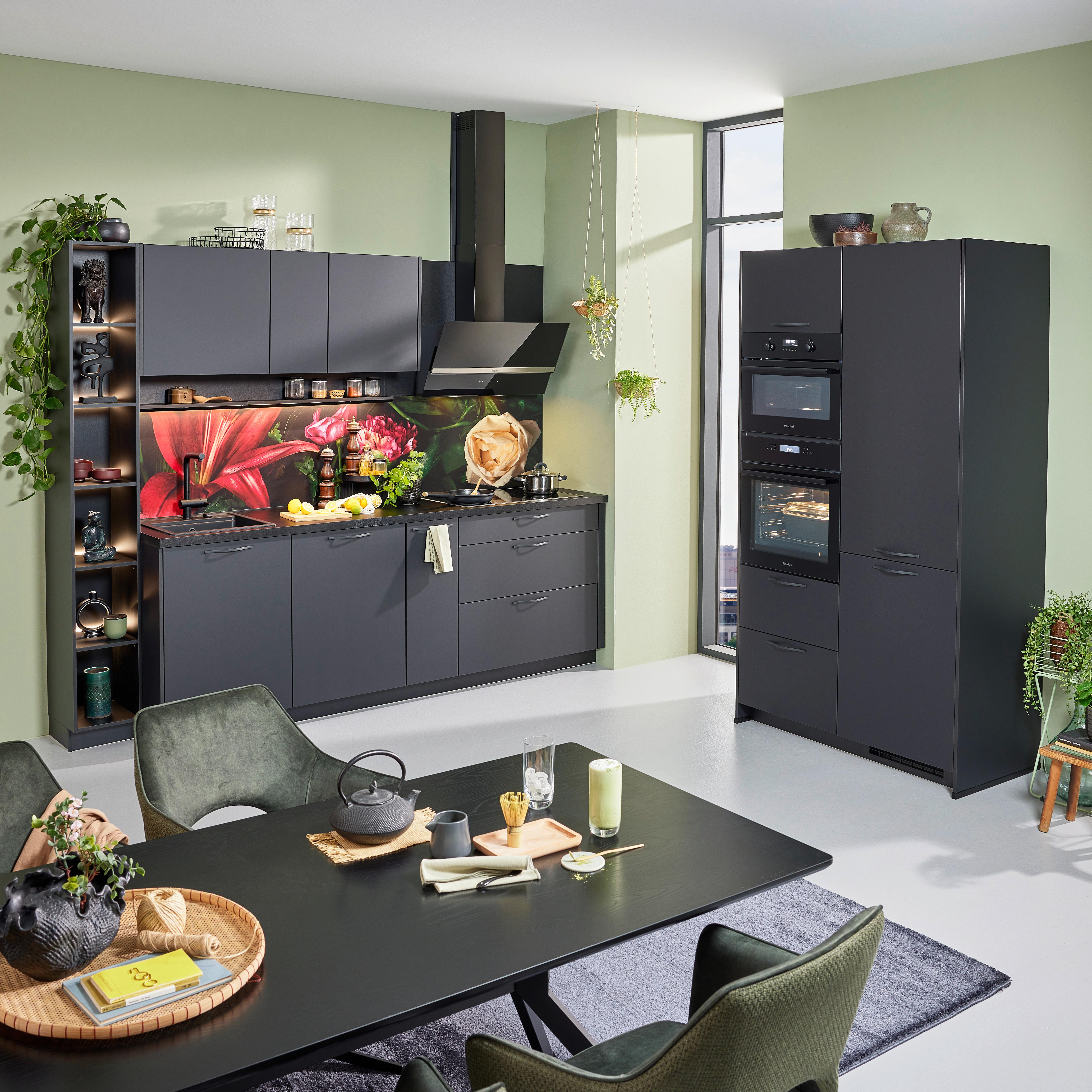 Eckküche Easytouch in Graphitfarben/Schwarz - Graphitfarben/Schwarz, Holzwerkstoff (123/277cm) - Nobilia