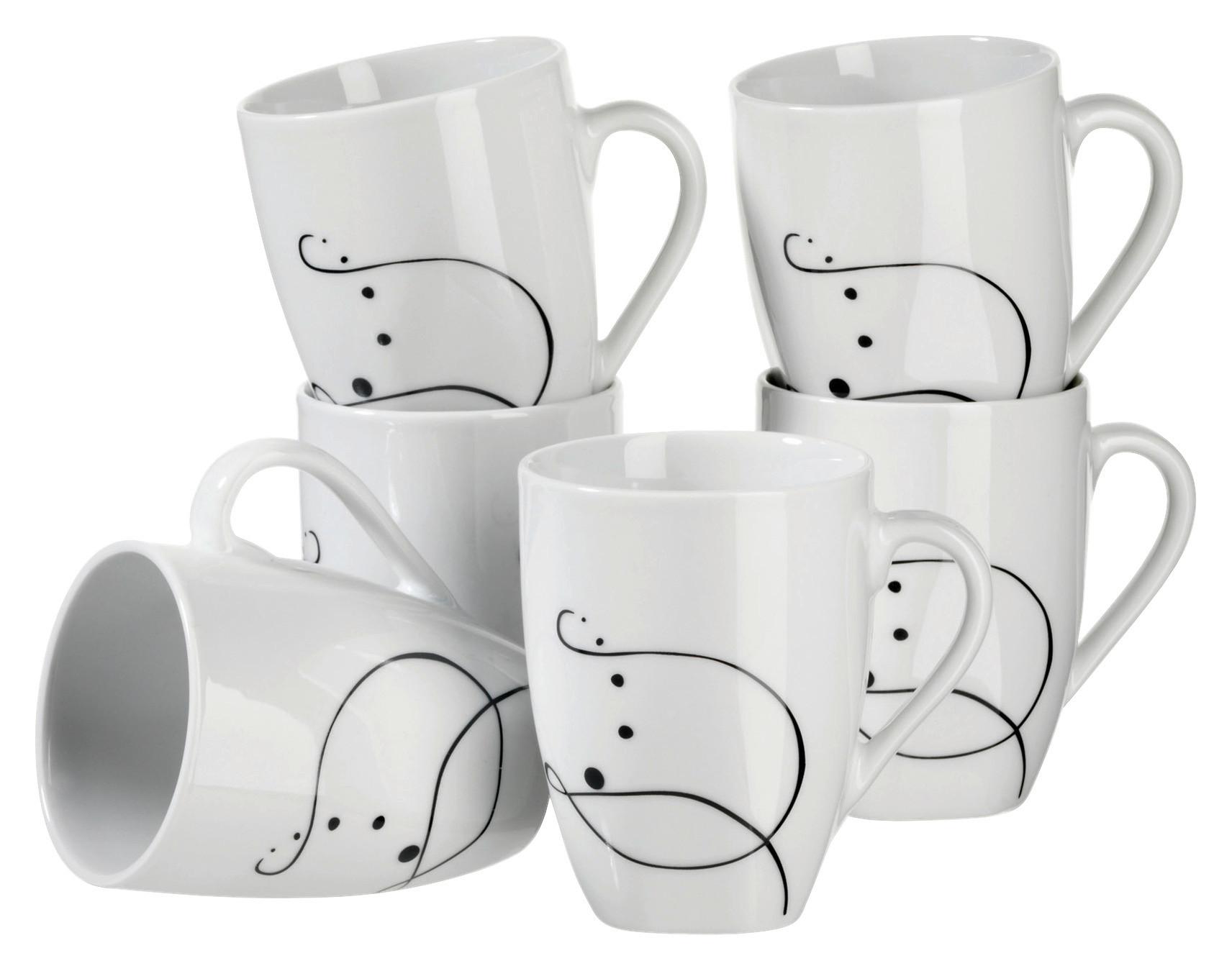 Kaffeebecherset Chanson, 6-teilig - Schwarz/Weiß, Basics, Keramik (30,5/22,4/14cm) - Mäser