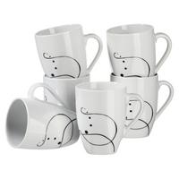 Kaffeebecherset Chanson aus Porzellan, 6-teilig - Schwarz/Weiß, Basics, Keramik (30,5/22,4/14cm) - Mäser