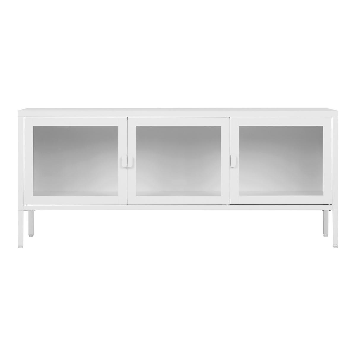 Lowboard Brisbane Weiß - Transparent/Weiß, Design, Glas/Metall (130/40/55cm) - MID.YOU