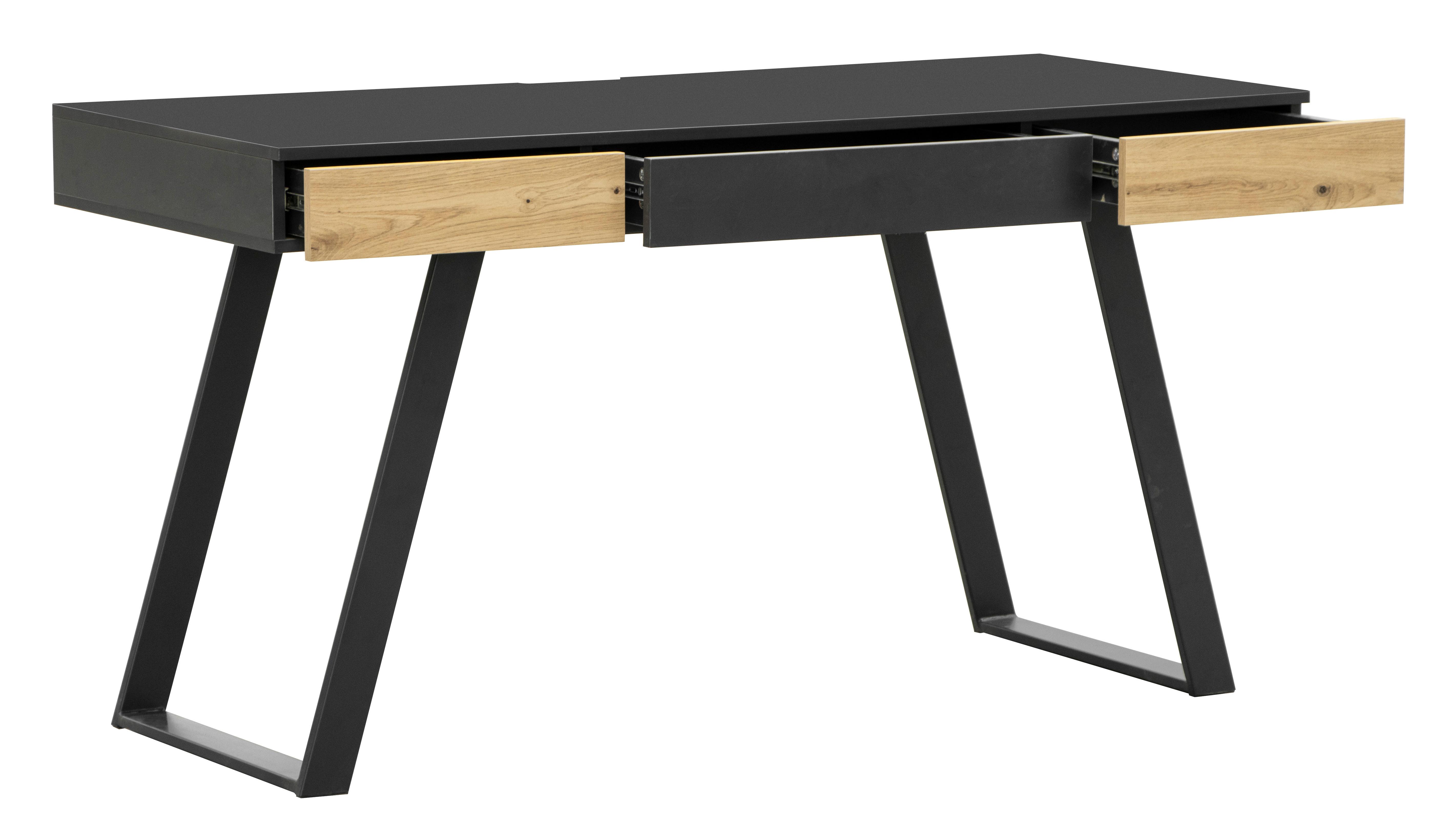 Pisalna Miza Viola, Siva, Barva Hrasta - siva/barve hrasta, Moderno, kovina/leseni material (140/60/76cm) - Modern Living