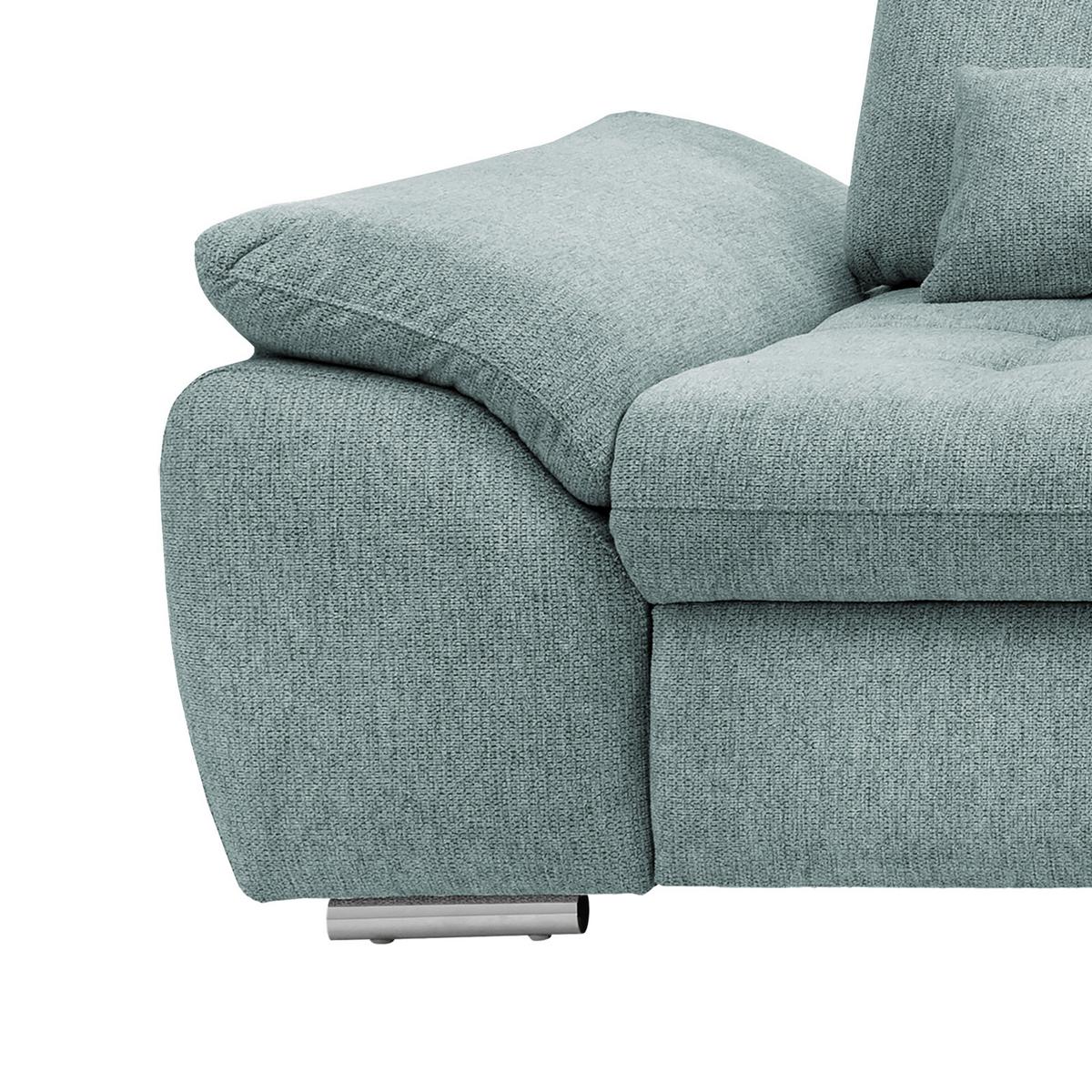 Ecksofa Rigatti mit Bettkasten ca. 314x184 cm Mint - Blau/Chromfarben, MODERN, Textil/Metall (314/184cm) - Livetastic