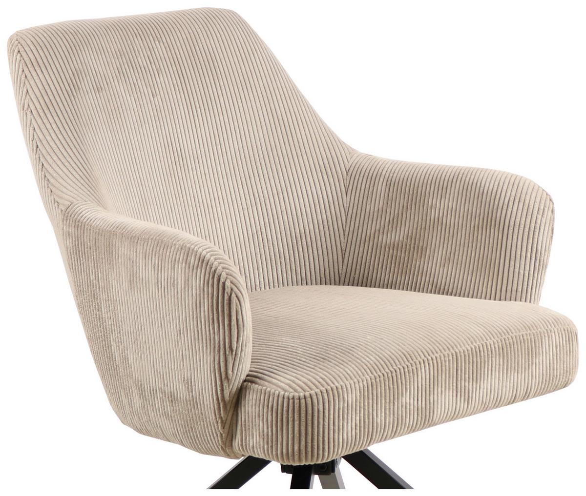 KRZESŁO Z PODŁOKIETNIKAMI JEANETTE - beżowy/czarny, Modern, metal/drewno (57/86/65cm) - MID.YOU