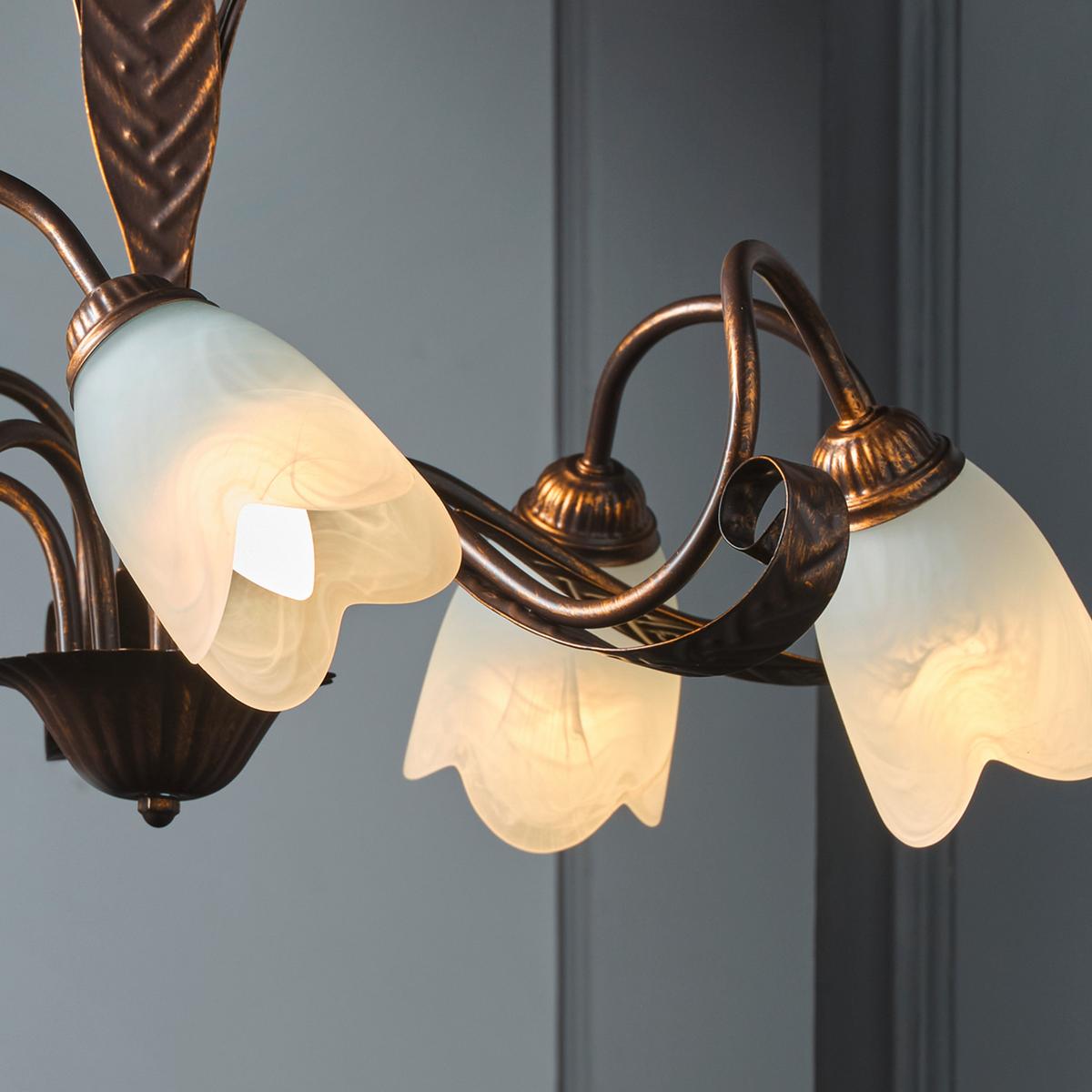 Kronleuchter Sonia Bronzefarben max. 6 Watt - Bronzefarben, Basics, Glas/Metall (70/100cm)