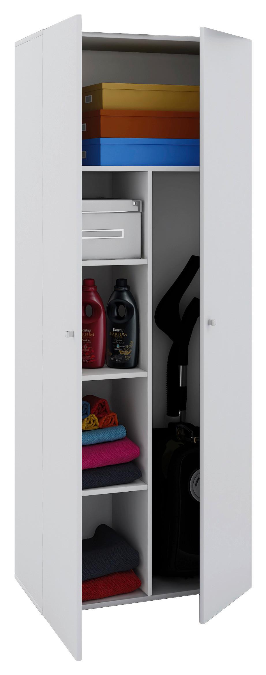 Mehrzweckschrank Vandol ca. 70x178x40 cm Weiß - Silberfarben/Weiß, Basics, Holzwerkstoff/Kunststoff (70/178/40cm) - MID.YOU