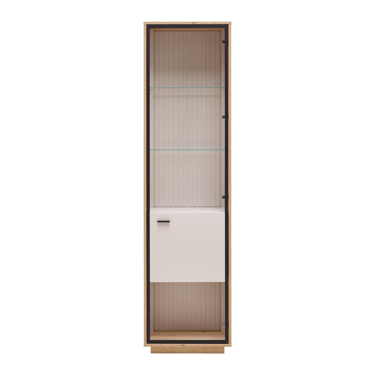 Vitrine Cremona Kaschmir/Eiche Artisan - Kaschmir/Schwarz, MODERN, Glas/Holzwerkstoff (52/200/38cm) - Premium Living