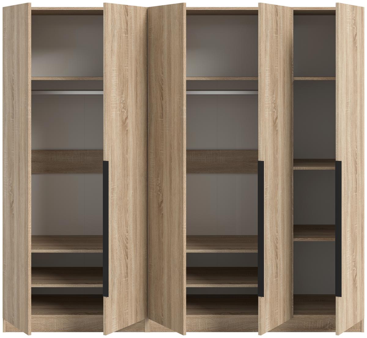 Drehtürenschrank KOPENHAGEN ca.200x181x52cm Sonoma Eiche - Schwarz/Sonoma Eiche, MODERN, Holzwerkstoff/Kunststoff (200/181/52cm) - MID.YOU