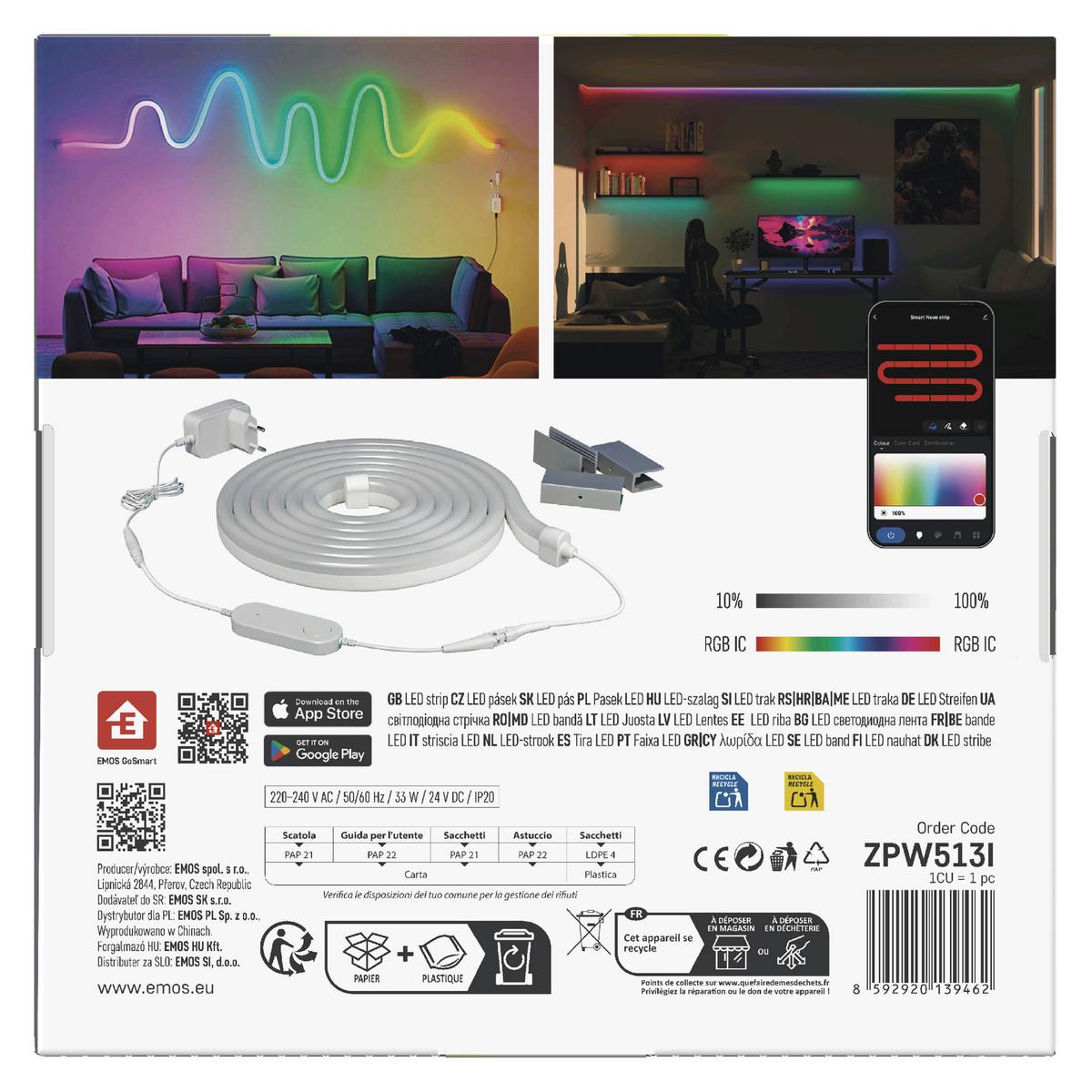 Led Szalag Rugalmas Gosmart Kb. 5m - többszínű, Basics, műanyag (500cm)