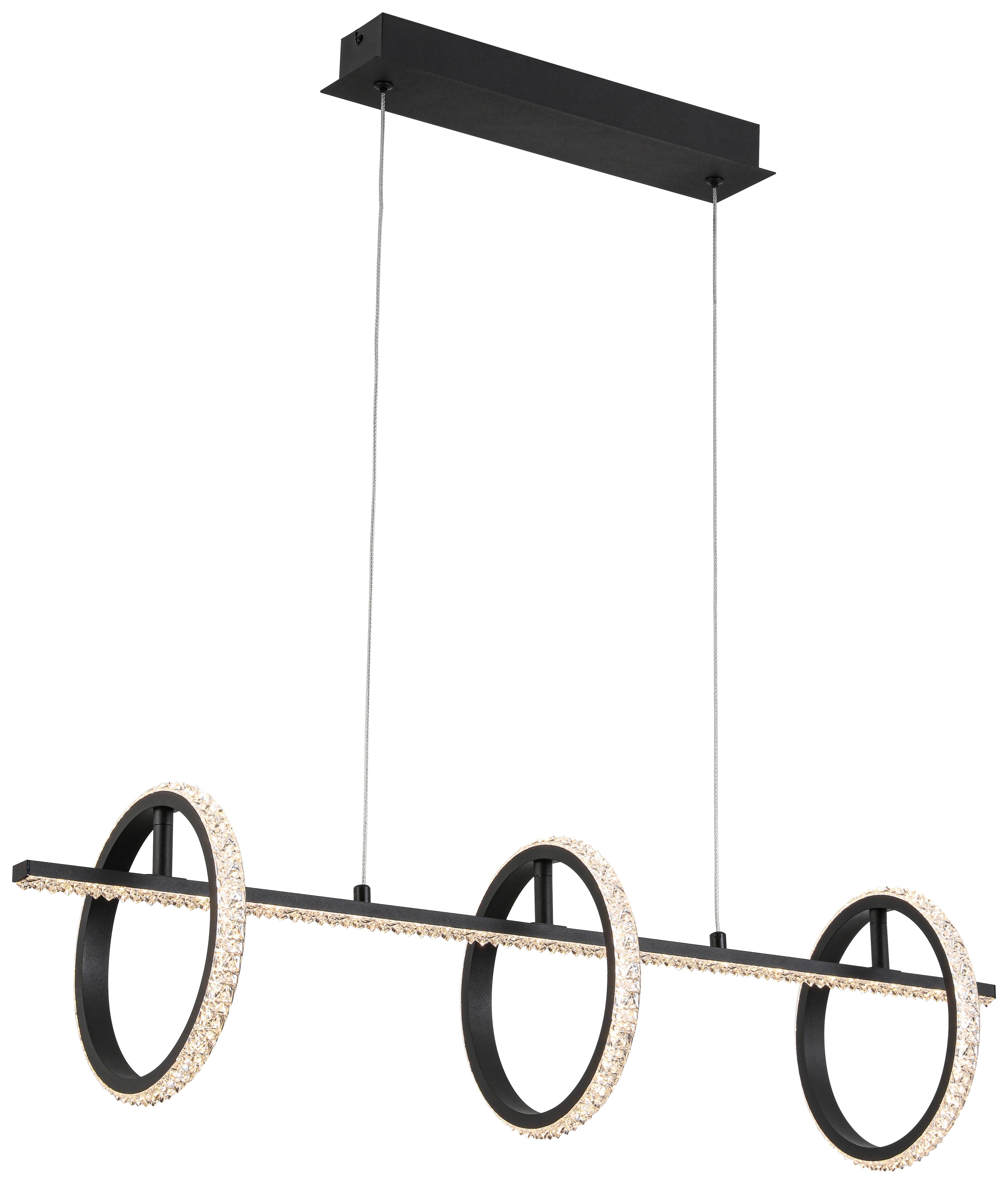 Viseča Led-svetilka Ulo - črna, Moderno, kovina/umetna masa (80/20/120cm) - Modern Living