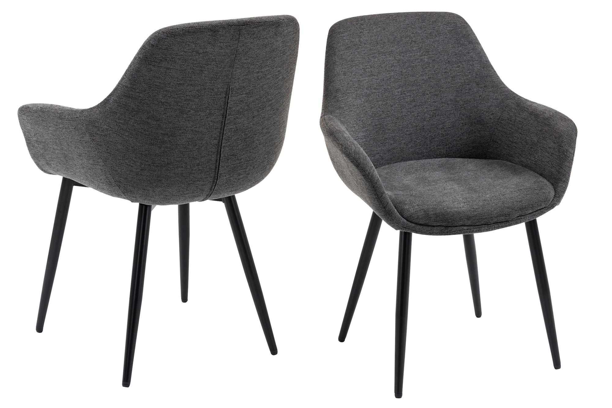 Set Naslanjačev Lena, Antracit, 2-Delni - črna/antracit, Moderno, kovina/tekstil (64/86/59cm) - Livetastic