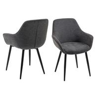 Set Naslanjačev Lena, Antracit, 2-Delni - črna/antracit, Moderno, kovina/tekstil (64/86/59cm) - Livetastic