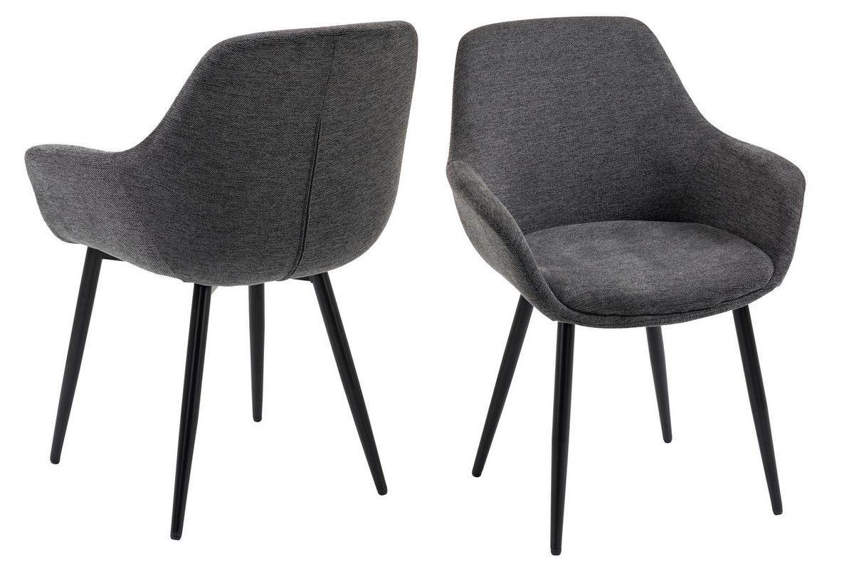 Set Naslanjačev Lena, Antracit, 2-Delni - črna/antracit, Moderno, kovina/tekstil (64/86/59cm) - Livetastic