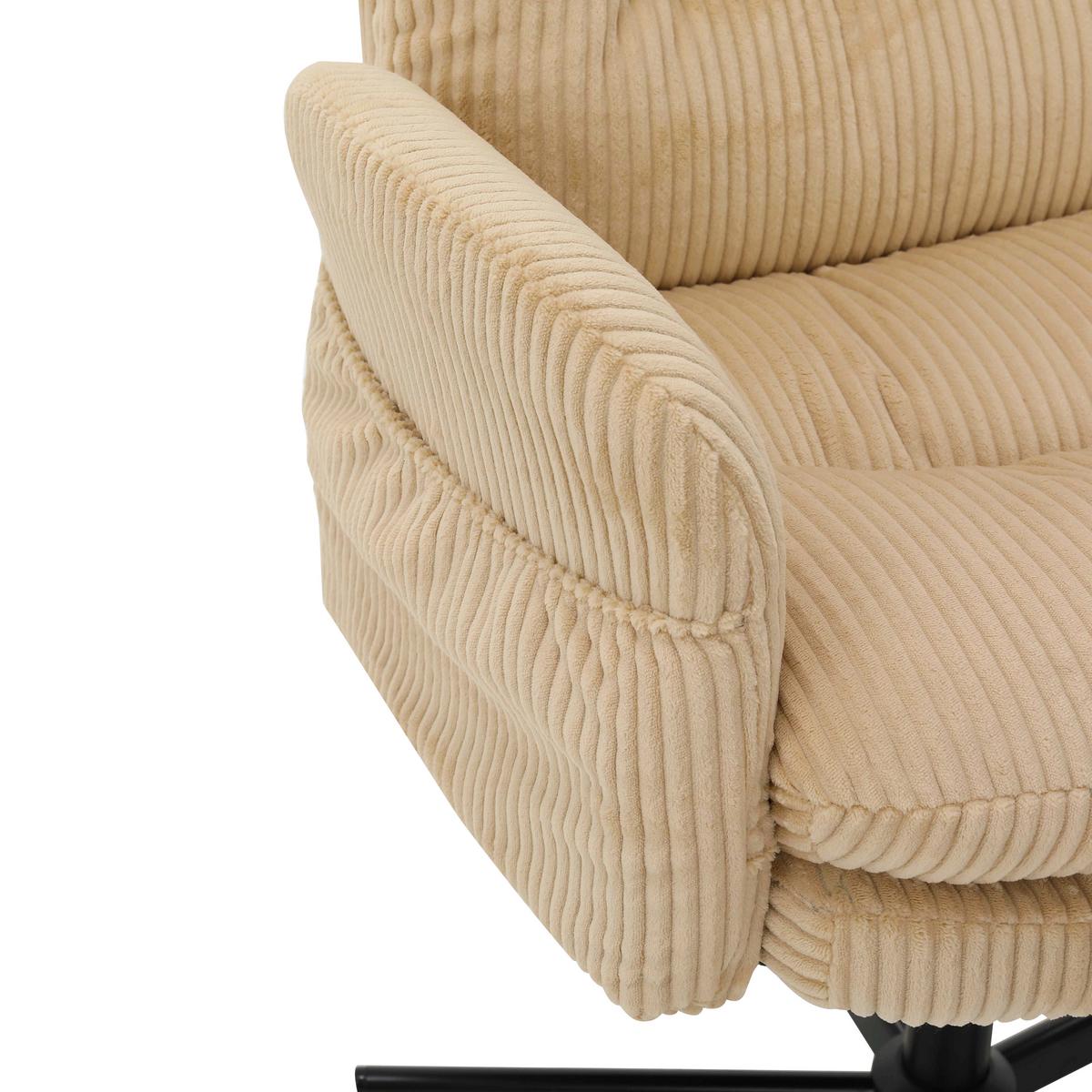 Drehstuhl Leni Beige/Schwarz Cord - Beige/Schwarz, Design, Holz/Kunststoff (72/89/99/67cm) - Mömax