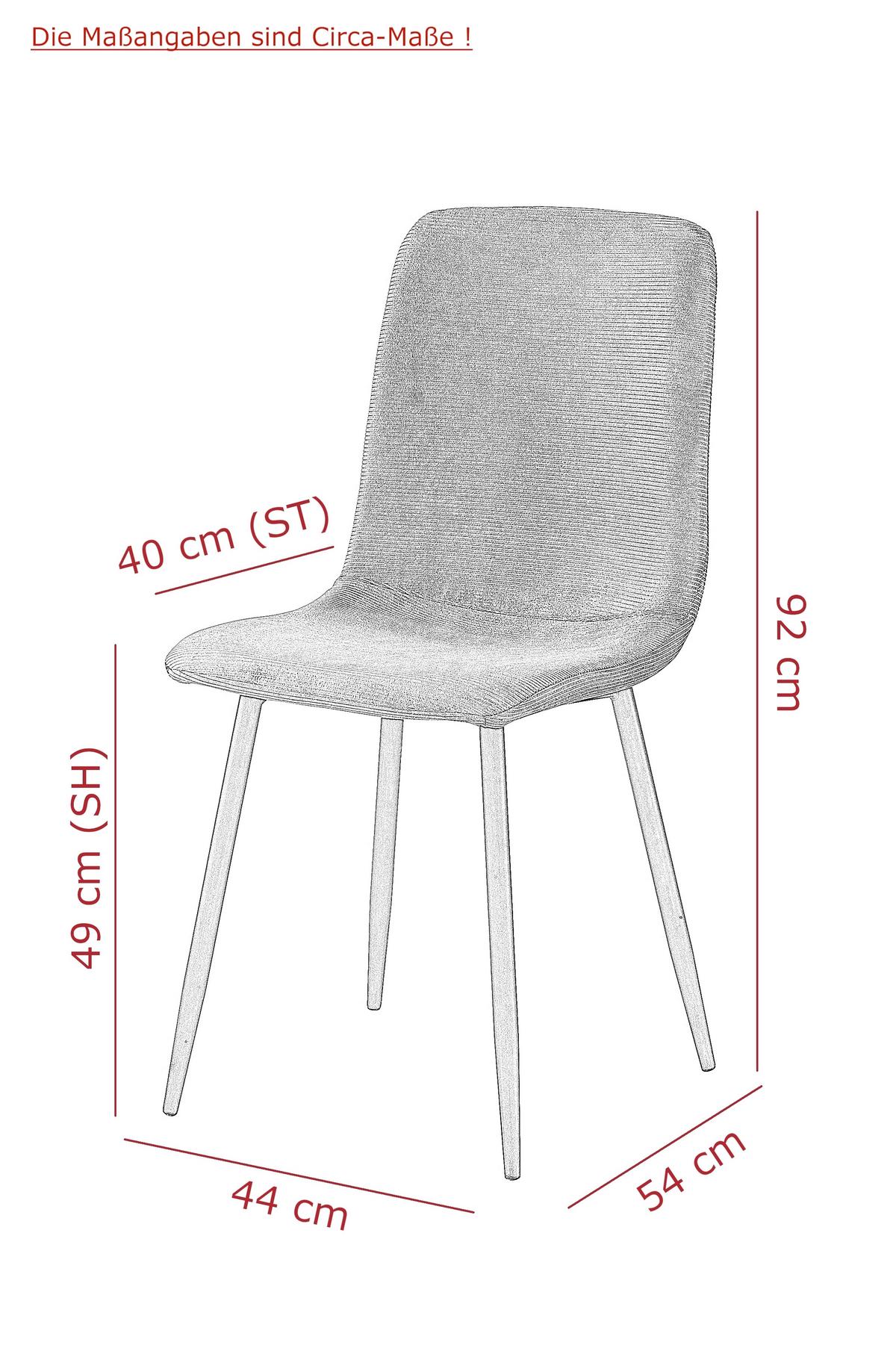STUHL-SET LEIPZIG S 2ER-SET - Altrosa/Schwarz, MODERN, Textil/Metall (44/92/54cm) - P & B