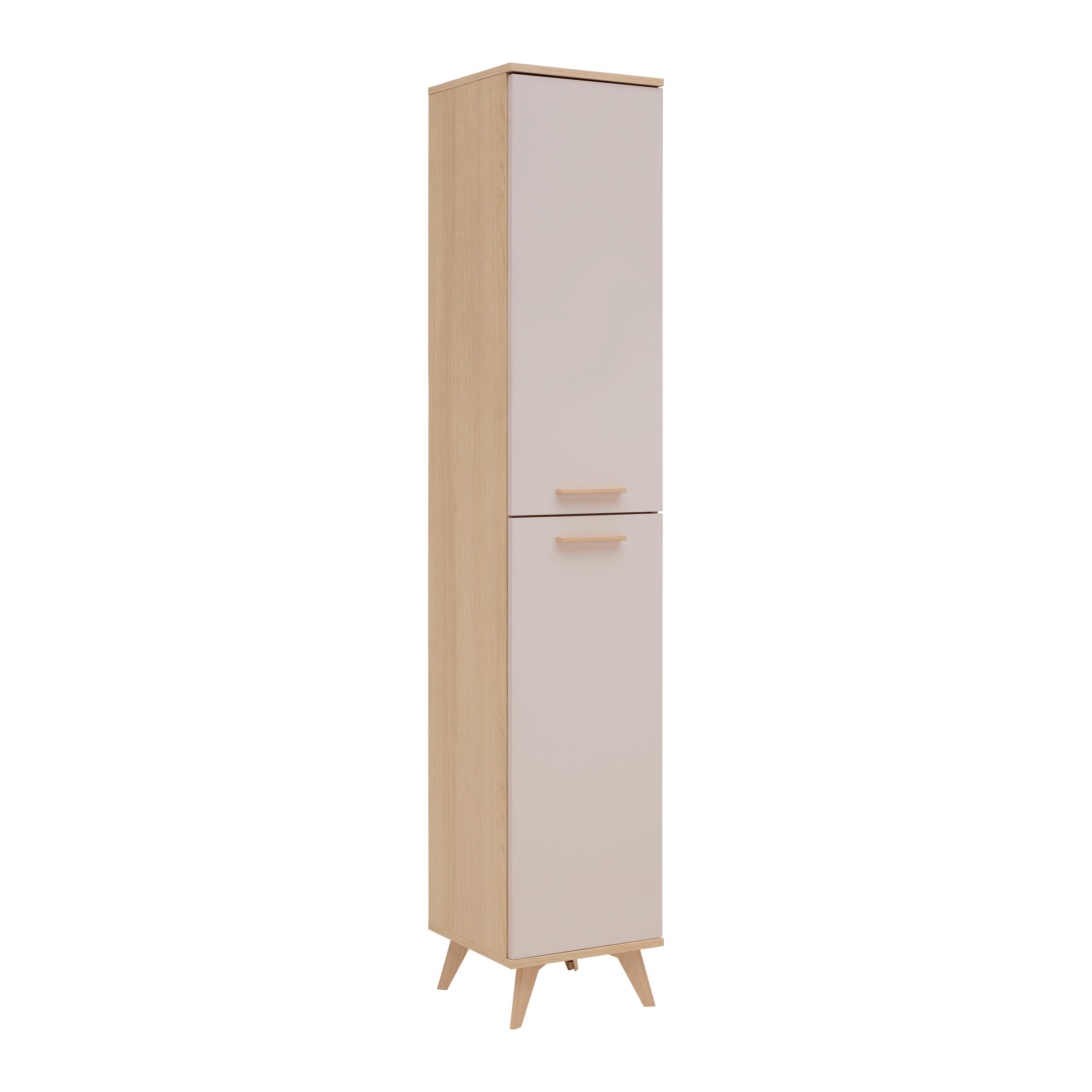 Hochschrank Kalmar Eiche-/Kaschmirfarben - Kaschmir/Eichefarben, MODERN, Holzwerkstoff/Kunststoff (35/185/35cm) - Mömax