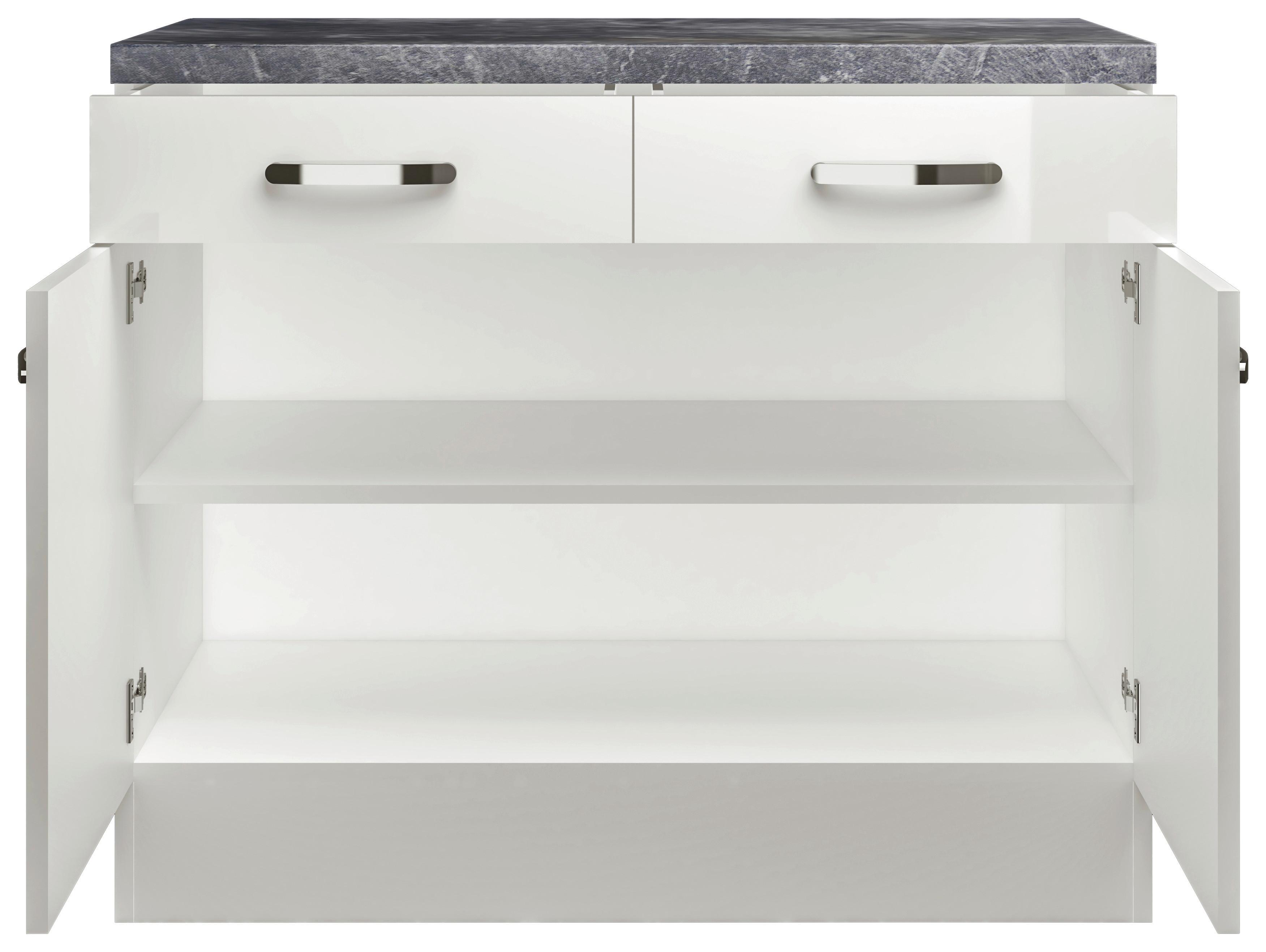 Kuhinjska Spodnja Omarica Alba, Bela, Š. 100 Cm - barve nerjavečega jekla/bela, Moderno, kovina/leseni material (100/86/60cm) - FlexWell