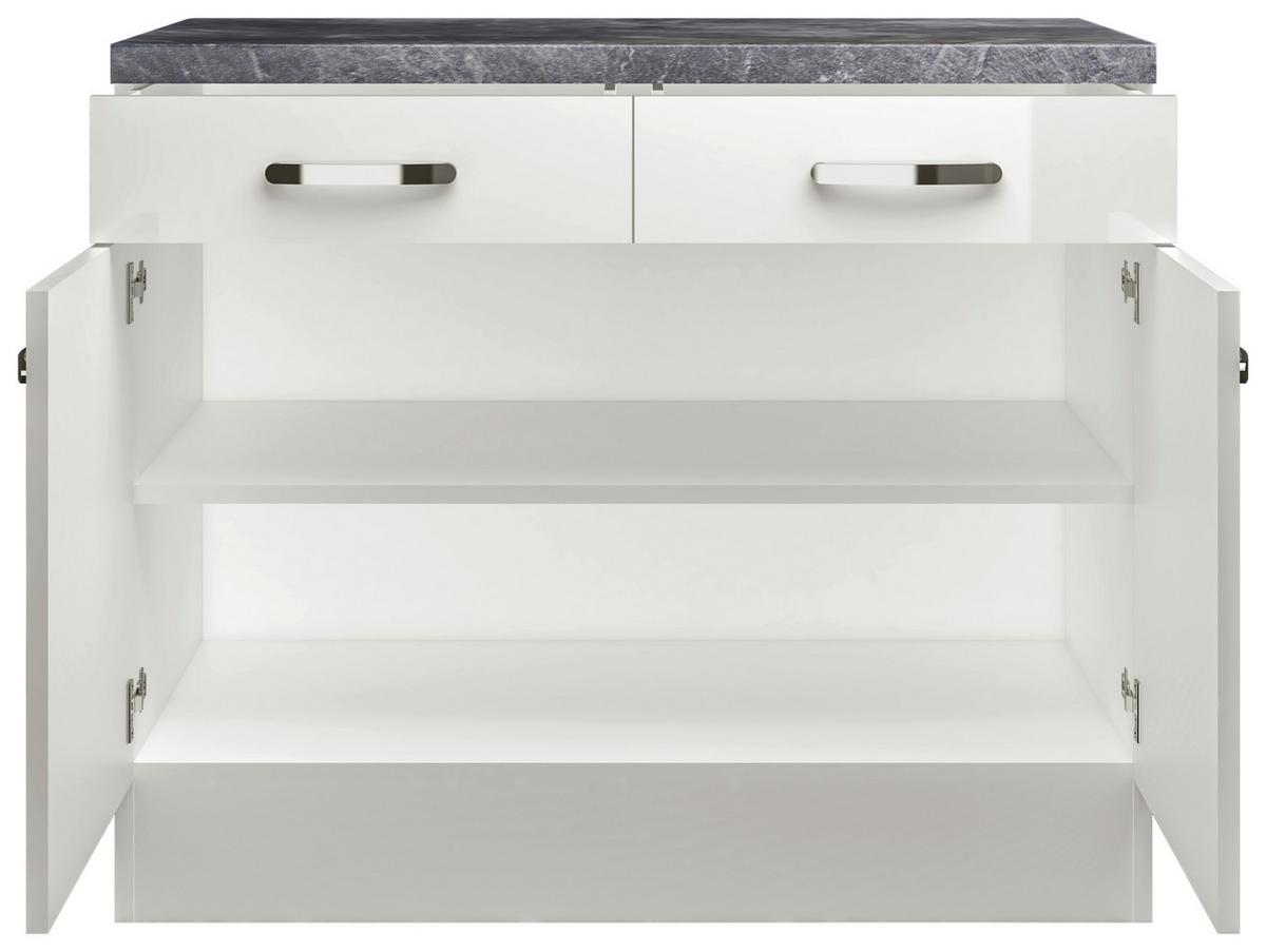 Kuhinjska Spodnja Omarica Alba, Bela, Š. 100 Cm - barve nerjavečega jekla/bela, Moderno, kovina/leseni material (100/86/60cm) - FlexWell