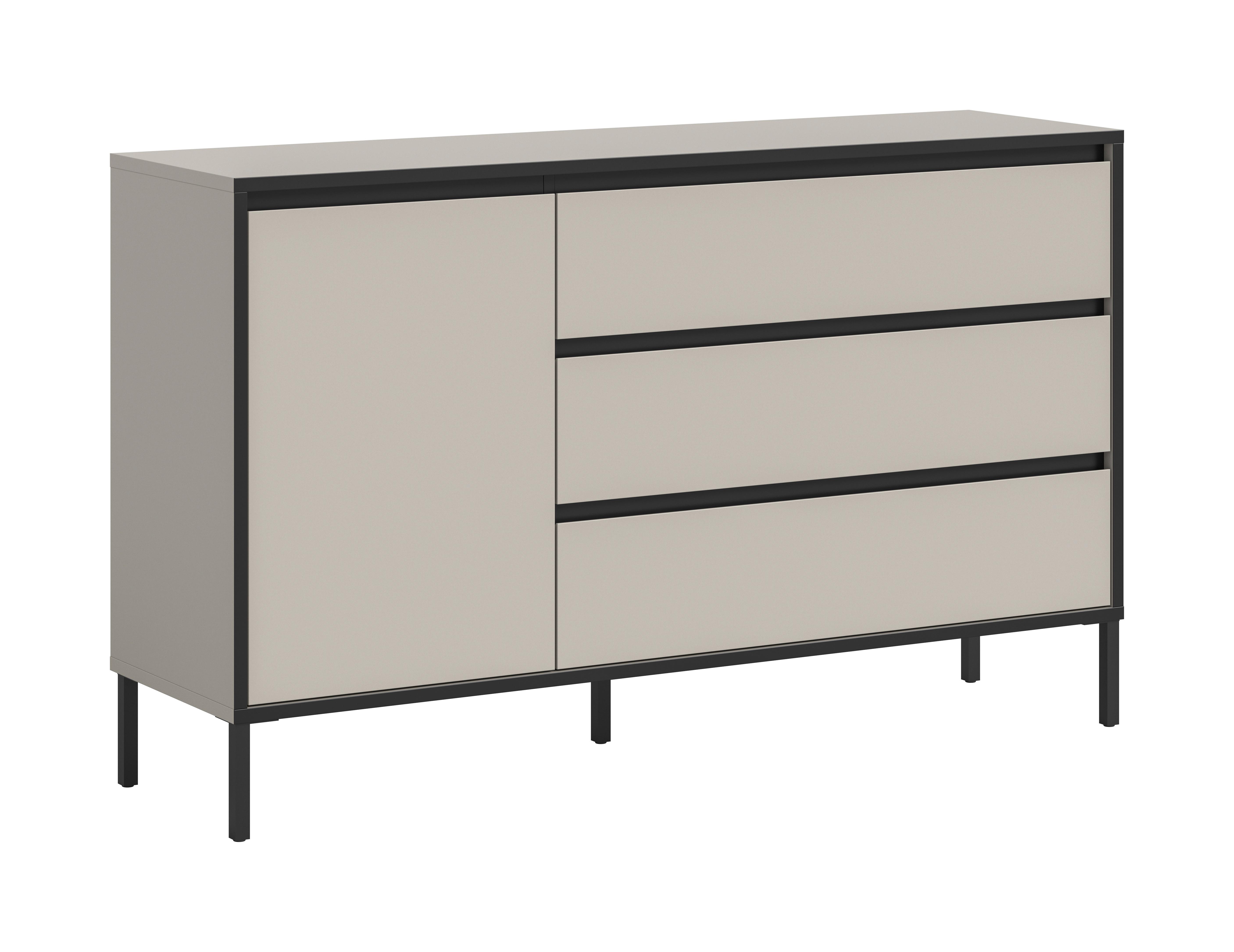 SIDEBOARD TRON - Kaschmir/Schwarz, Design, Holzwerkstoff/Metall (136/83/38cm) - Livetastic