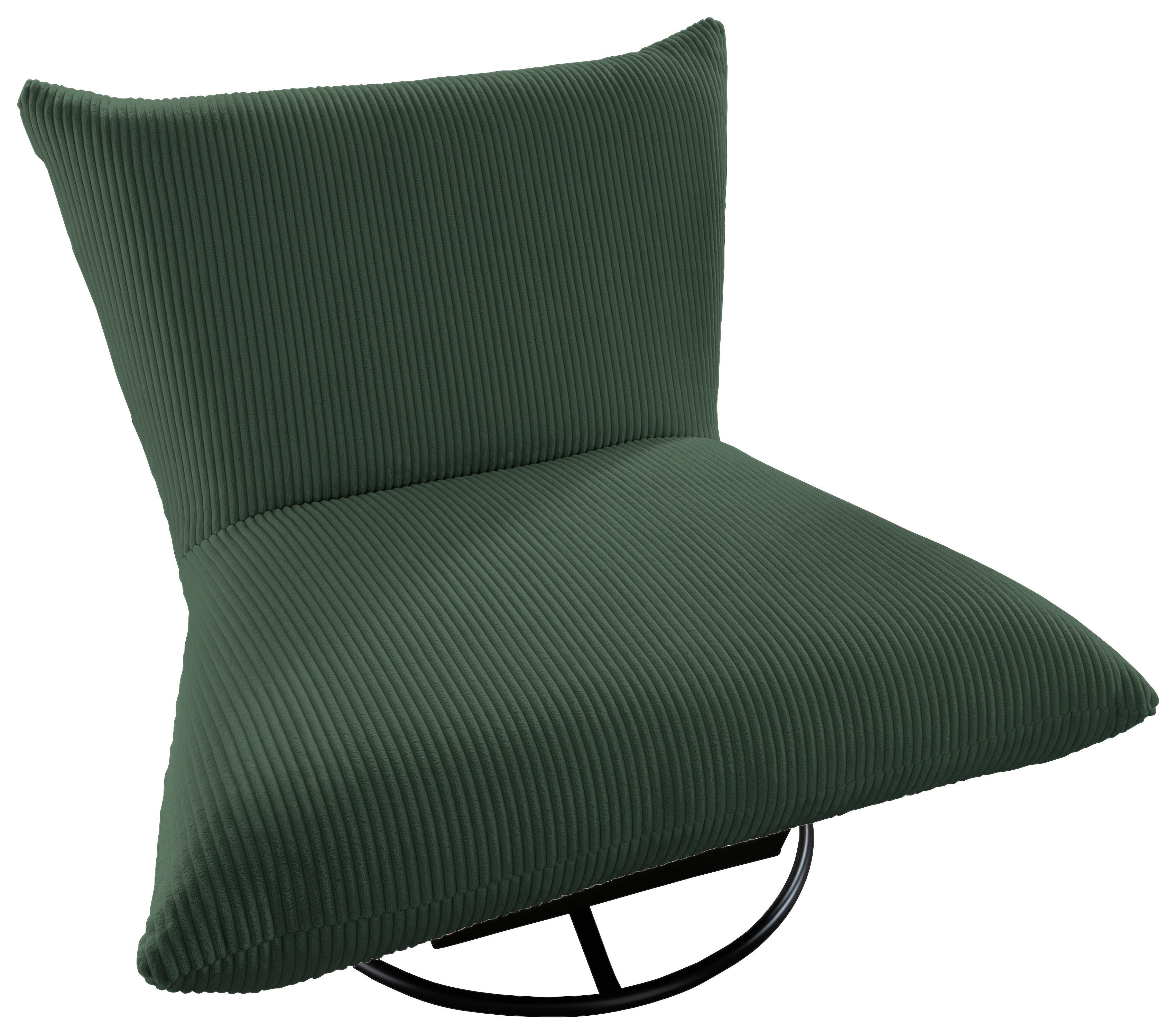 Relaxsessel Cremona Dunkelgrün - Dunkelgrün/Schwarz, Design, Textil/Metall (100/78/96cm) - Livetastic