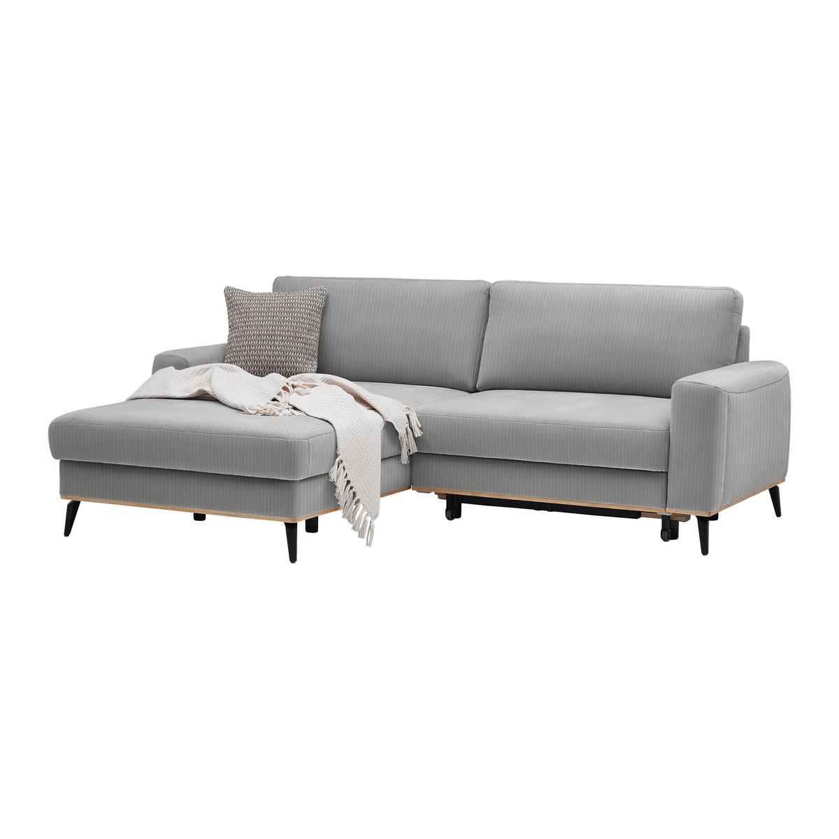 Wohnlandschaft Romeo Grau - Schwarz/Grau, KONVENTIONELL, Textil/Metall (167/87/234cm) - Zandiara