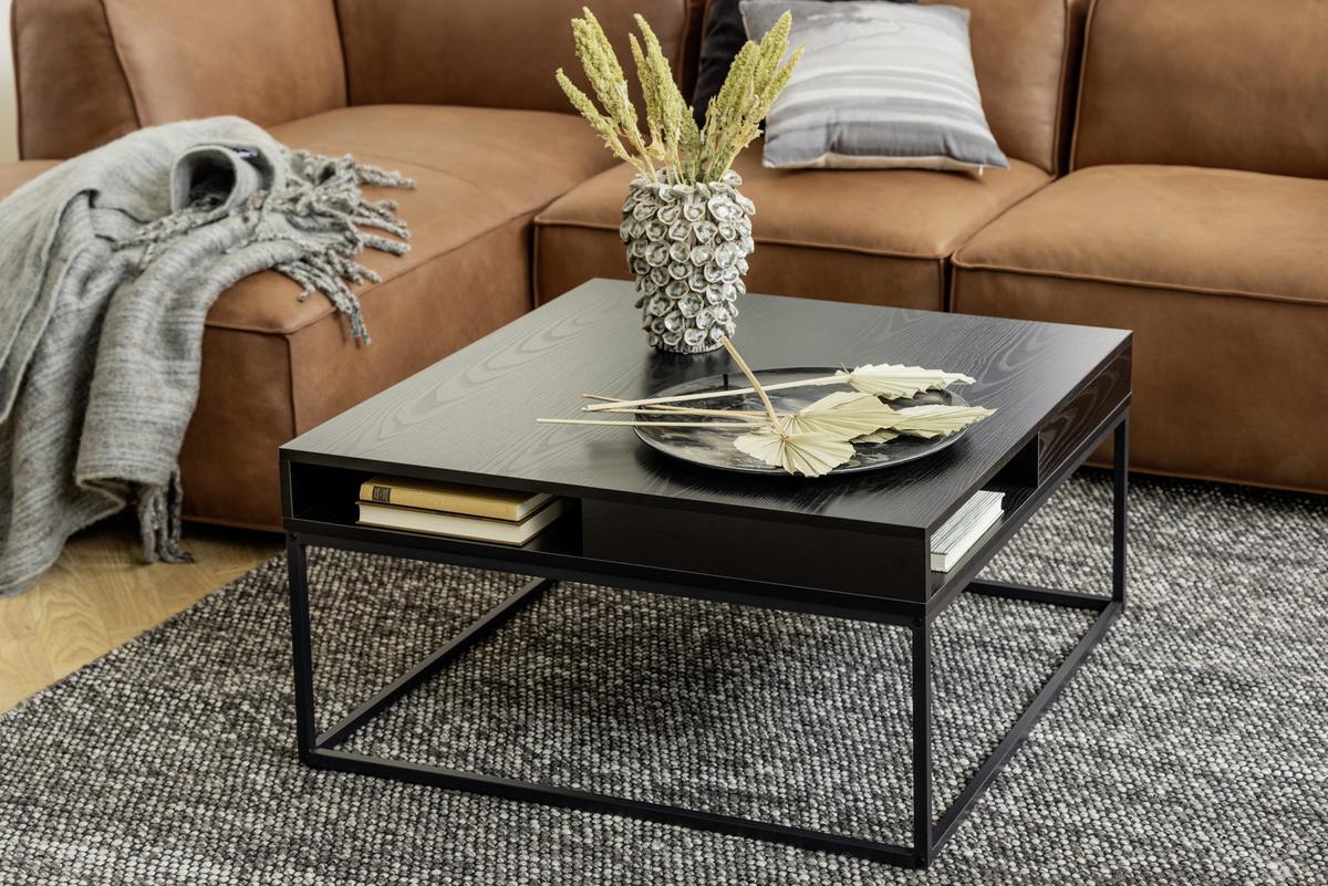 STOLIK KAWOWY WILLFORD - kolor jesionowy/czarny, Trend, materiał drewnopochodny/metal (80/80/40cm) - MID.YOU