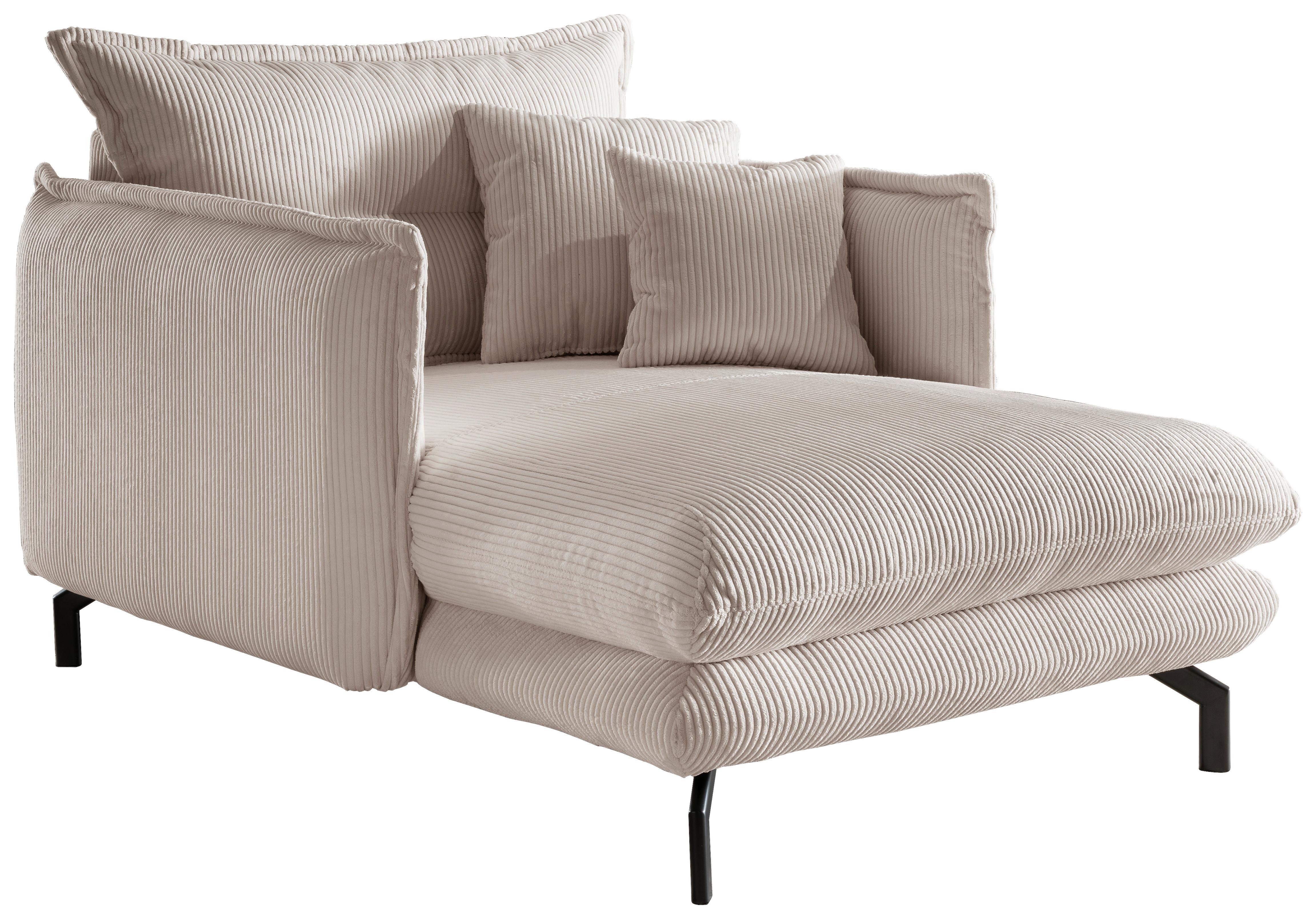 Relaxsessel Lava Beige Cord - Beige/Schwarz, MODERN, Textil/Metall (111/101/167cm) - Livetastic