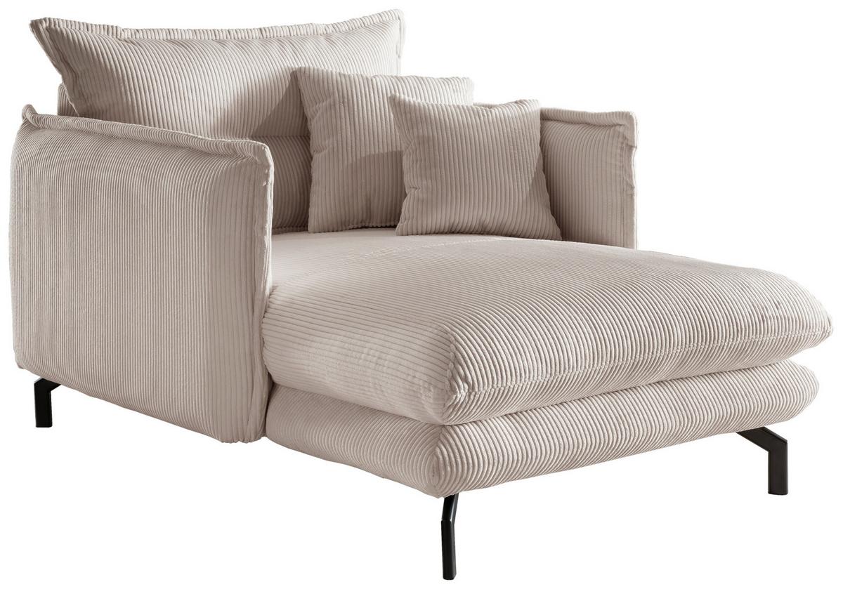 Relaxsessel Lava Beige Cord - Beige/Schwarz, MODERN, Textil/Metall (111/101/167cm) - Livetastic