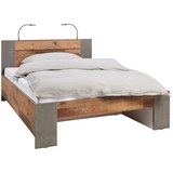 Bett Braun/dunkelgrau - Dunkelgrau/Braun, MODERN, Holzwerkstoff/Kunststoff (204,9/145,1/90,5cm) - Premium Living