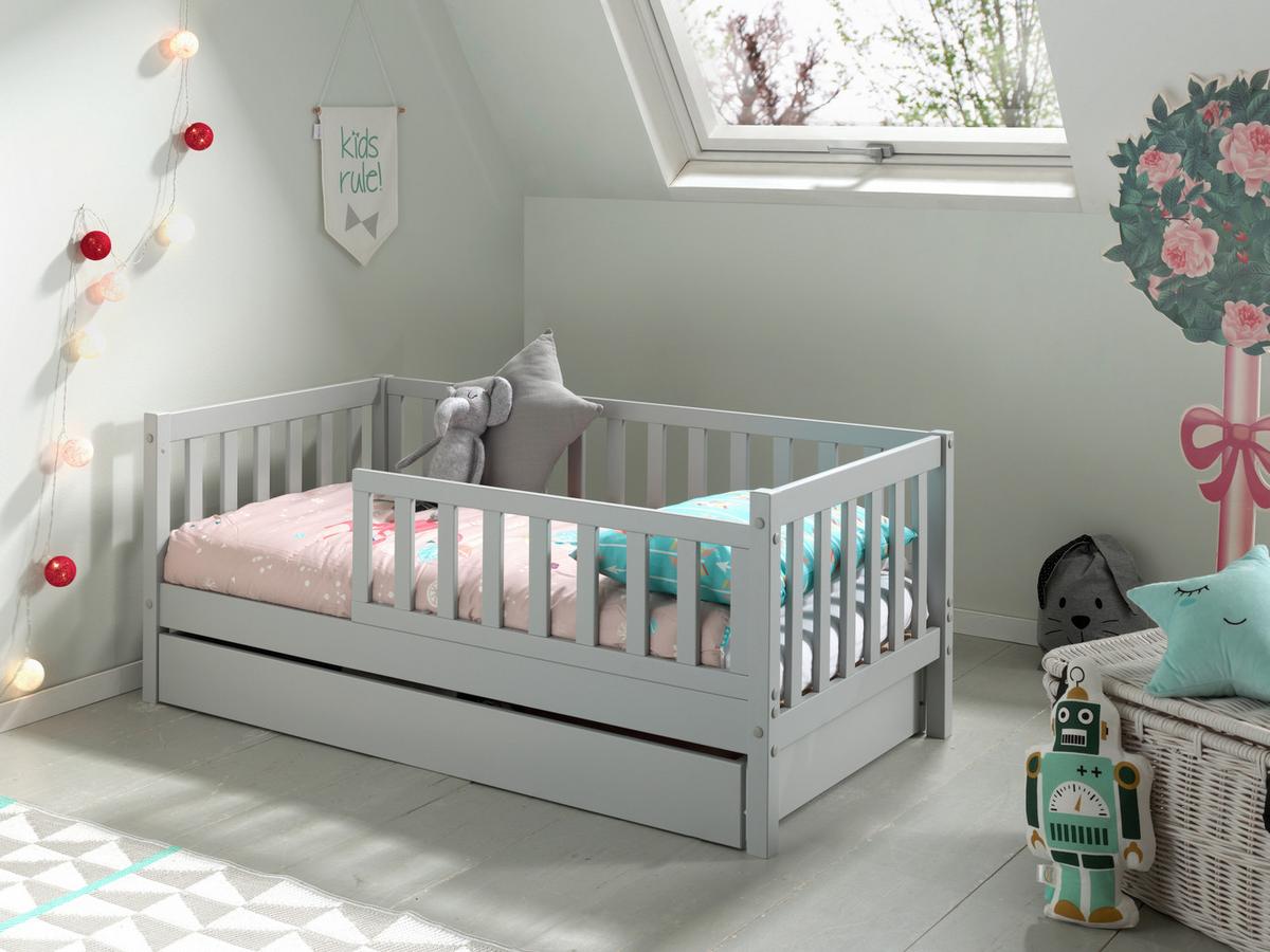 Kinder-/Juniorbett 70x140 cm, grau - Kieferfarben/Grau, MODERN, Holz (70/140cm) - MID.YOU