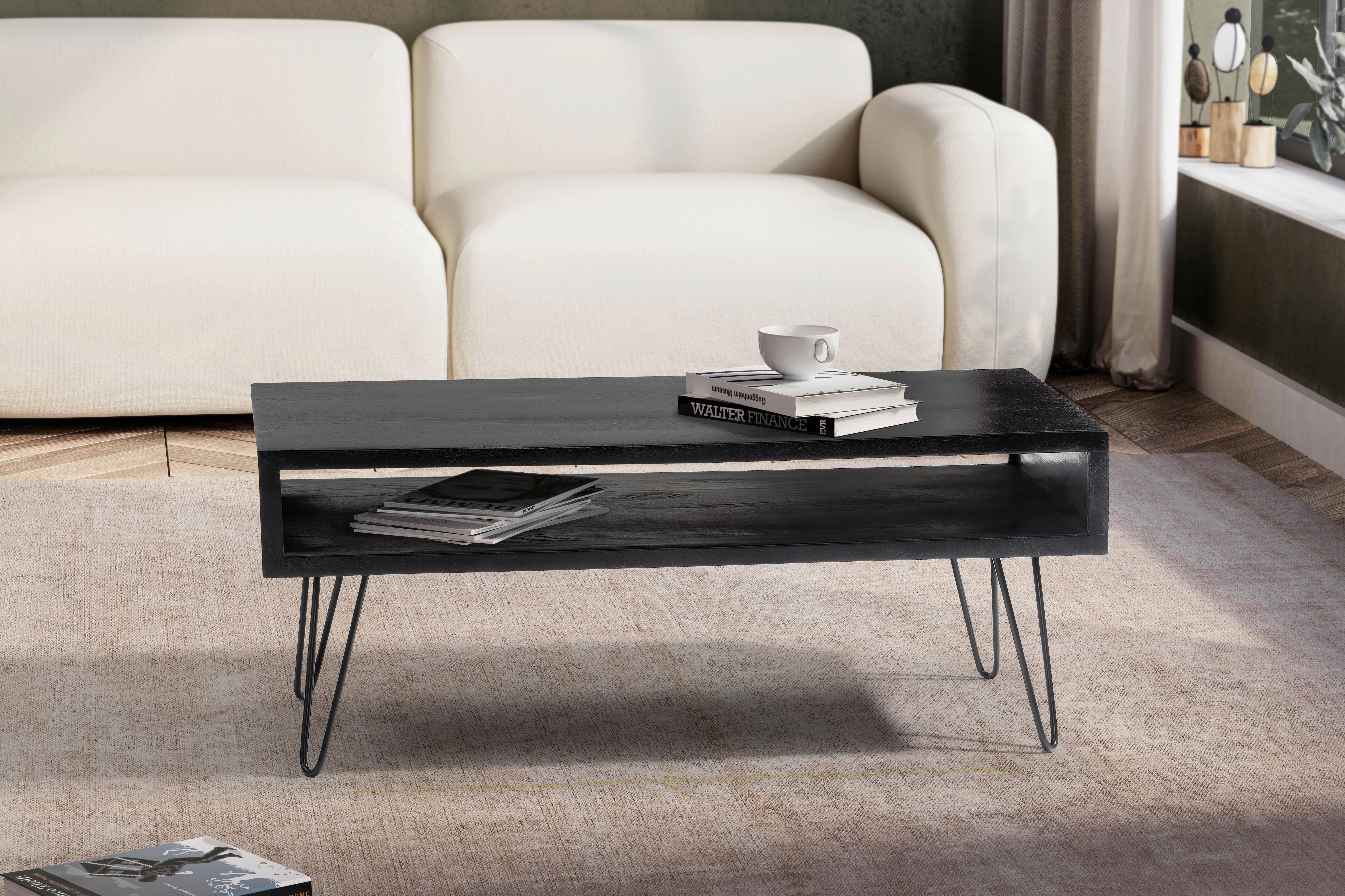COUCHTISCH WL6.841 - Schwarz, Design, Holz/Metall (100/50/40cm) - MID.YOU