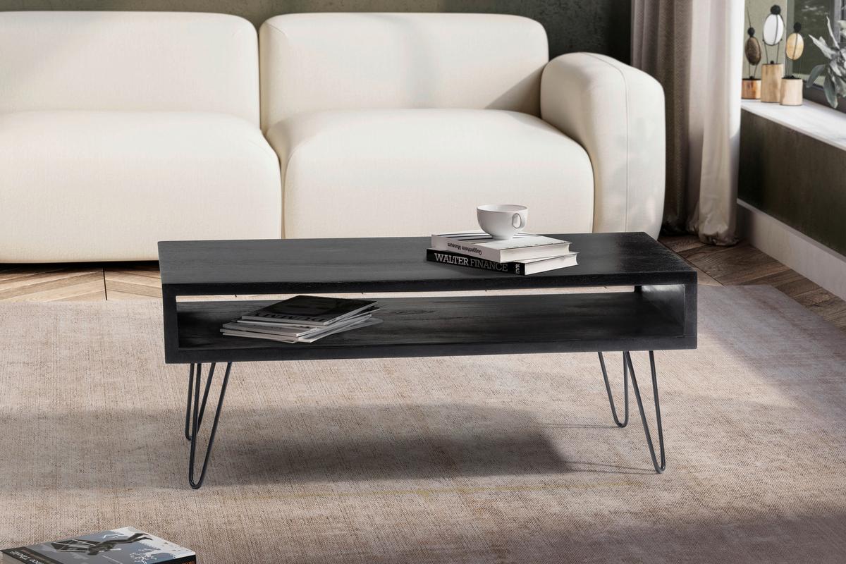 COUCHTISCH WL6.841 - Schwarz, Design, Holz/Metall (100/50/40cm) - MID.YOU