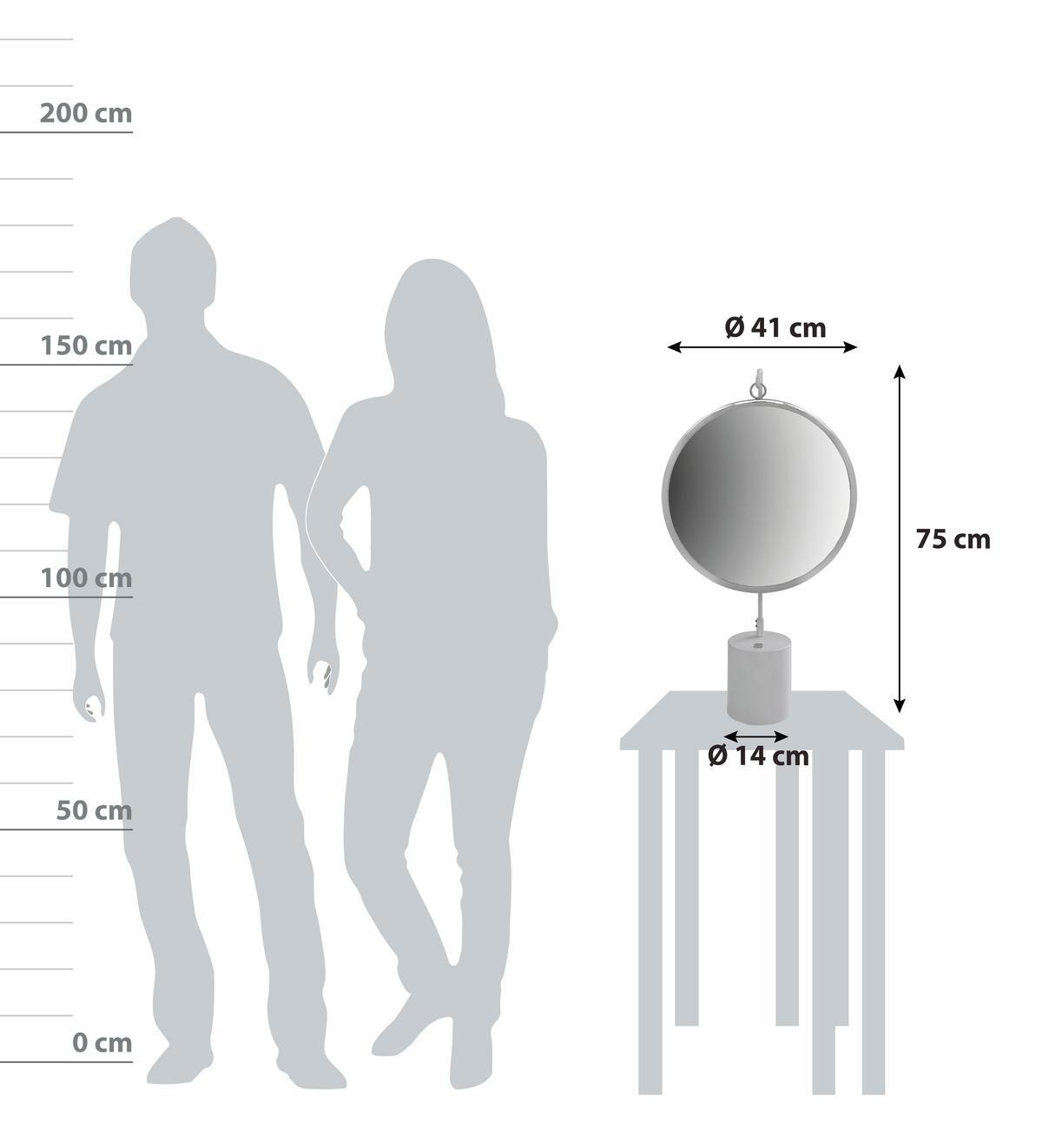 SCHMINKSPIEGEL EVFKD-WHT-SIV - Weiss/Silberfarben, Lifestyle, Glas/Metall (41/75/14cm) - Kayoom