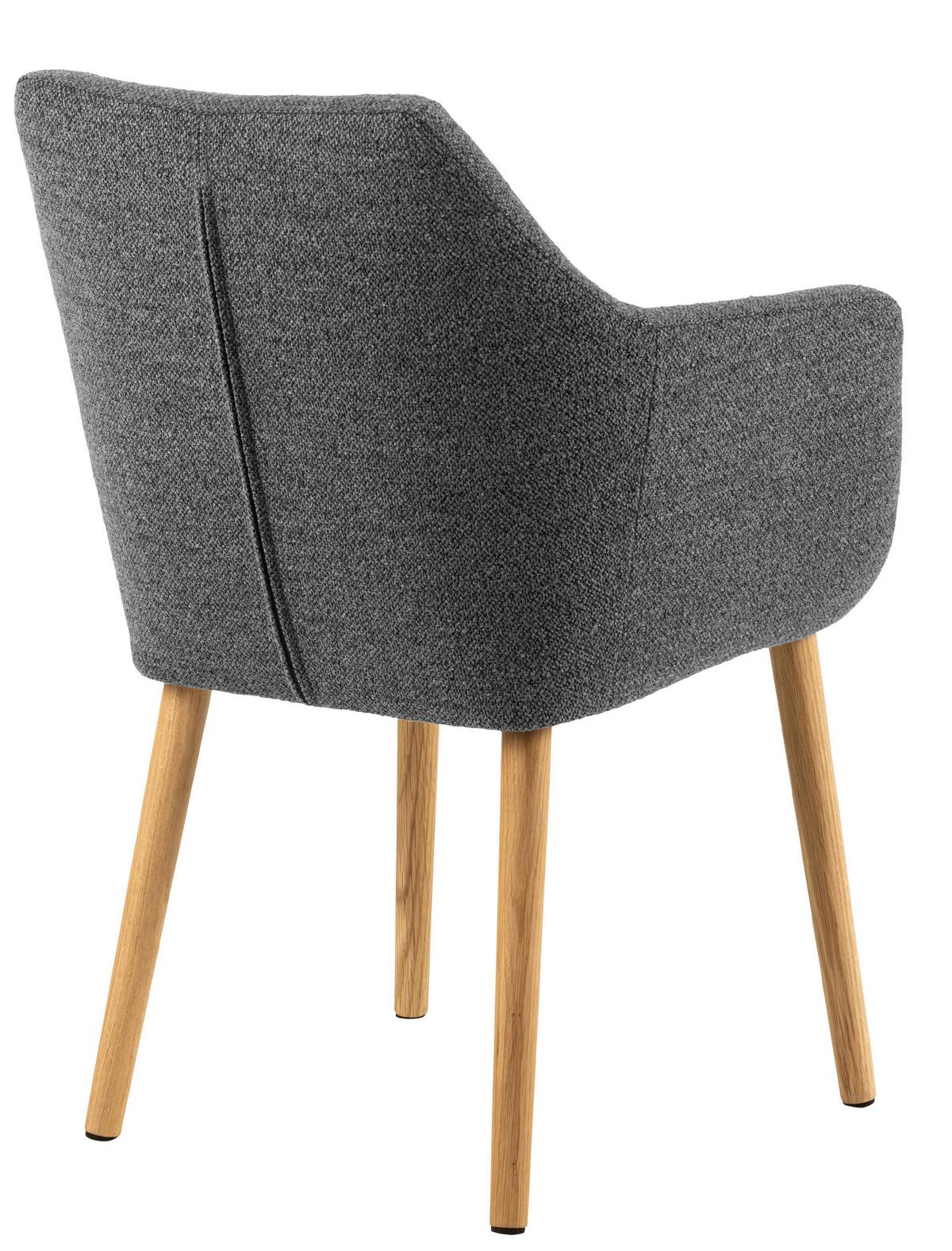 KRZESŁO Z PODŁOKIETNIKAMI NORA - kolor dębowy/szary, Konventionell, tkanina/drewno (58/84/58cm) - MID.YOU