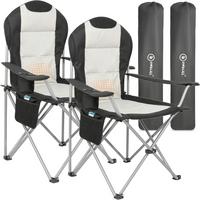Camping-Klappstuhl Schwarz/Weiß, 2-teilig - Silberfarben/Schwarz, Basics, Textil/Metall (55/108/55cm) - Modante