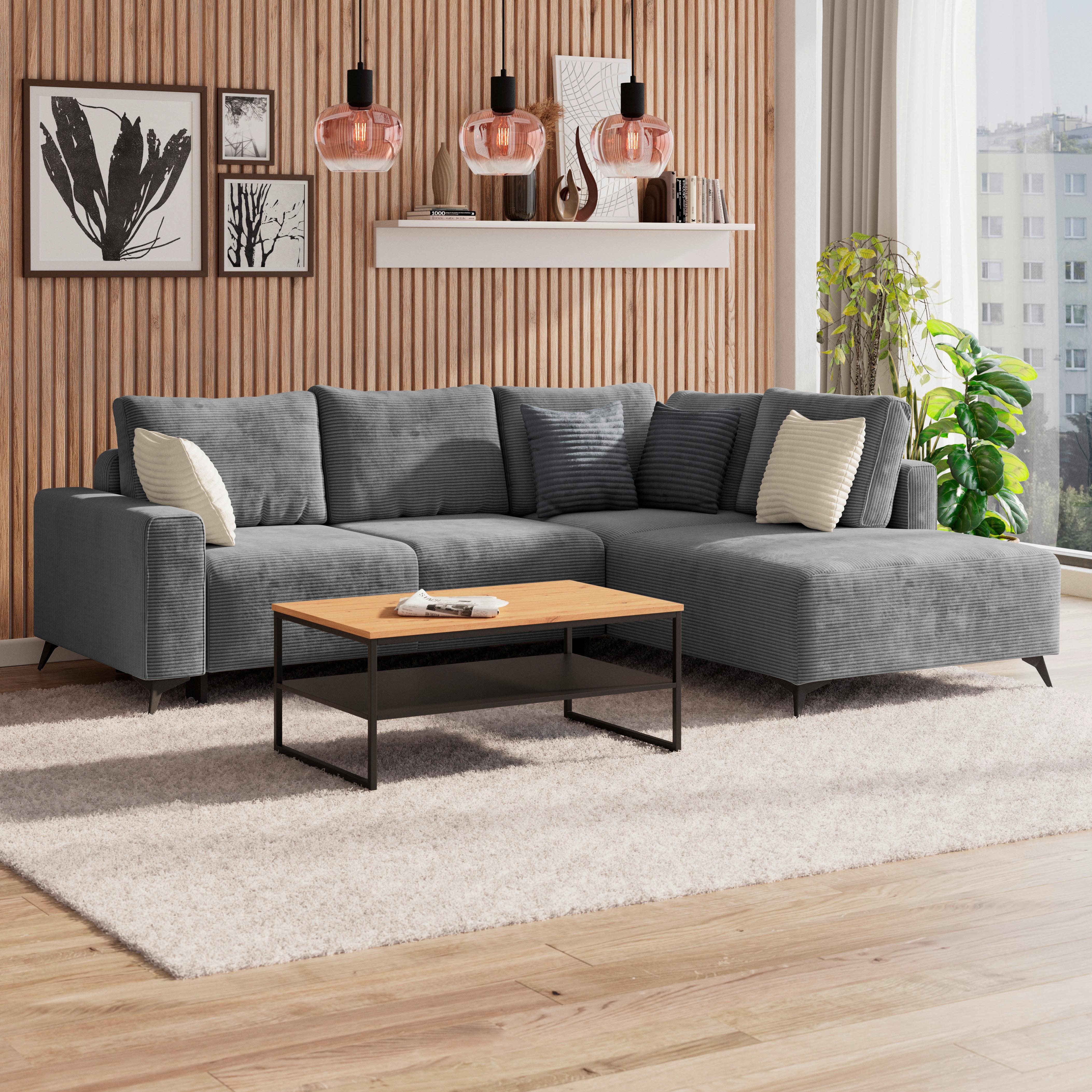 Kutna Garnitura Viktor - siva/crna, Moderno, tekstil/metal (270/212cm)