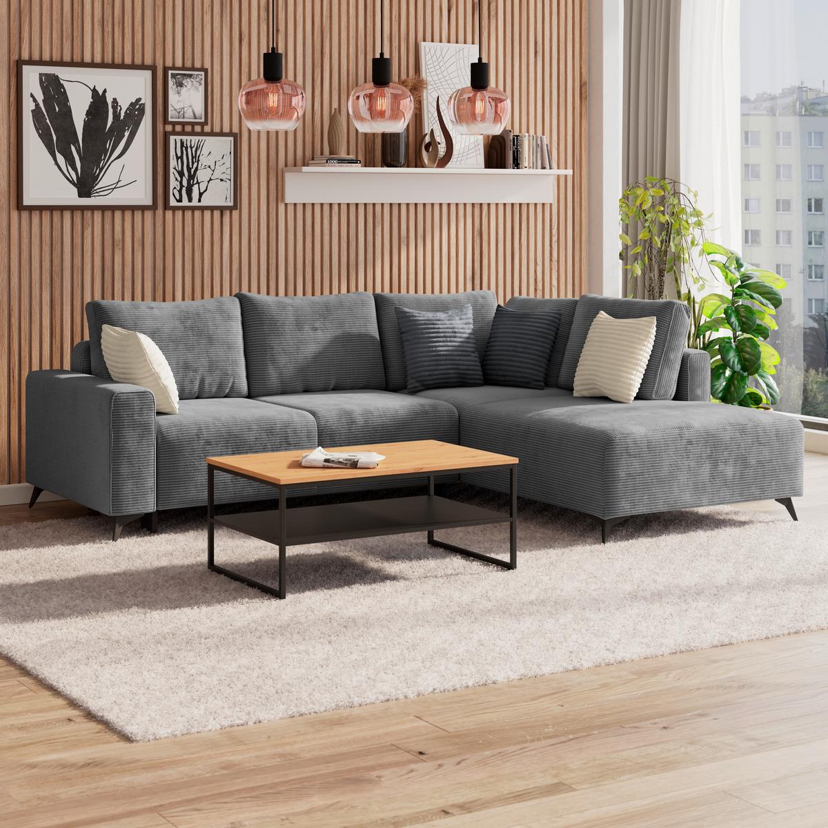 Kutna Garnitura Viktor - siva/crna, Moderno, tekstil/metal (270/212cm)